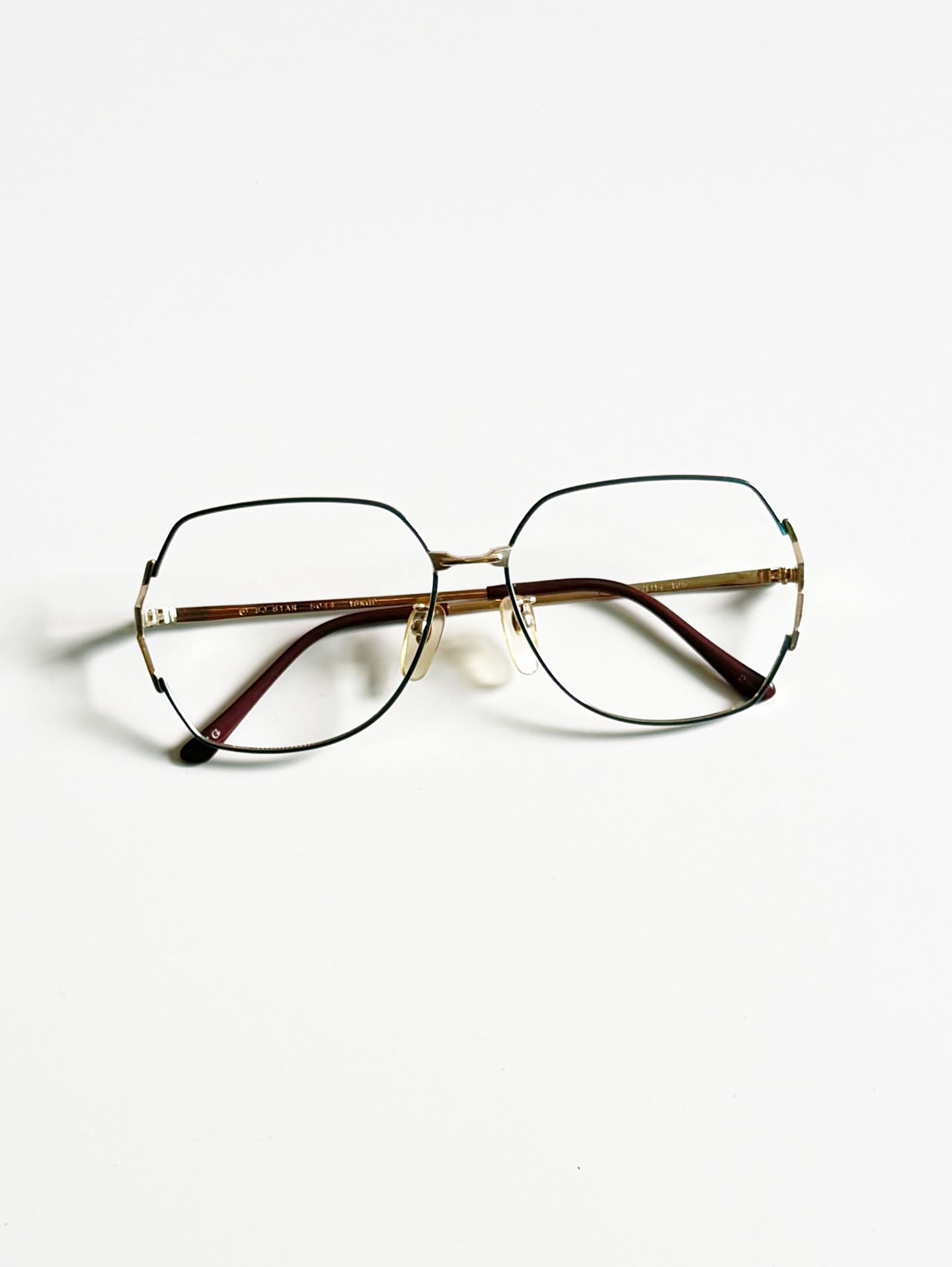 90's SJ STAR Gold-Tone Geometric Metal Frame Glasses