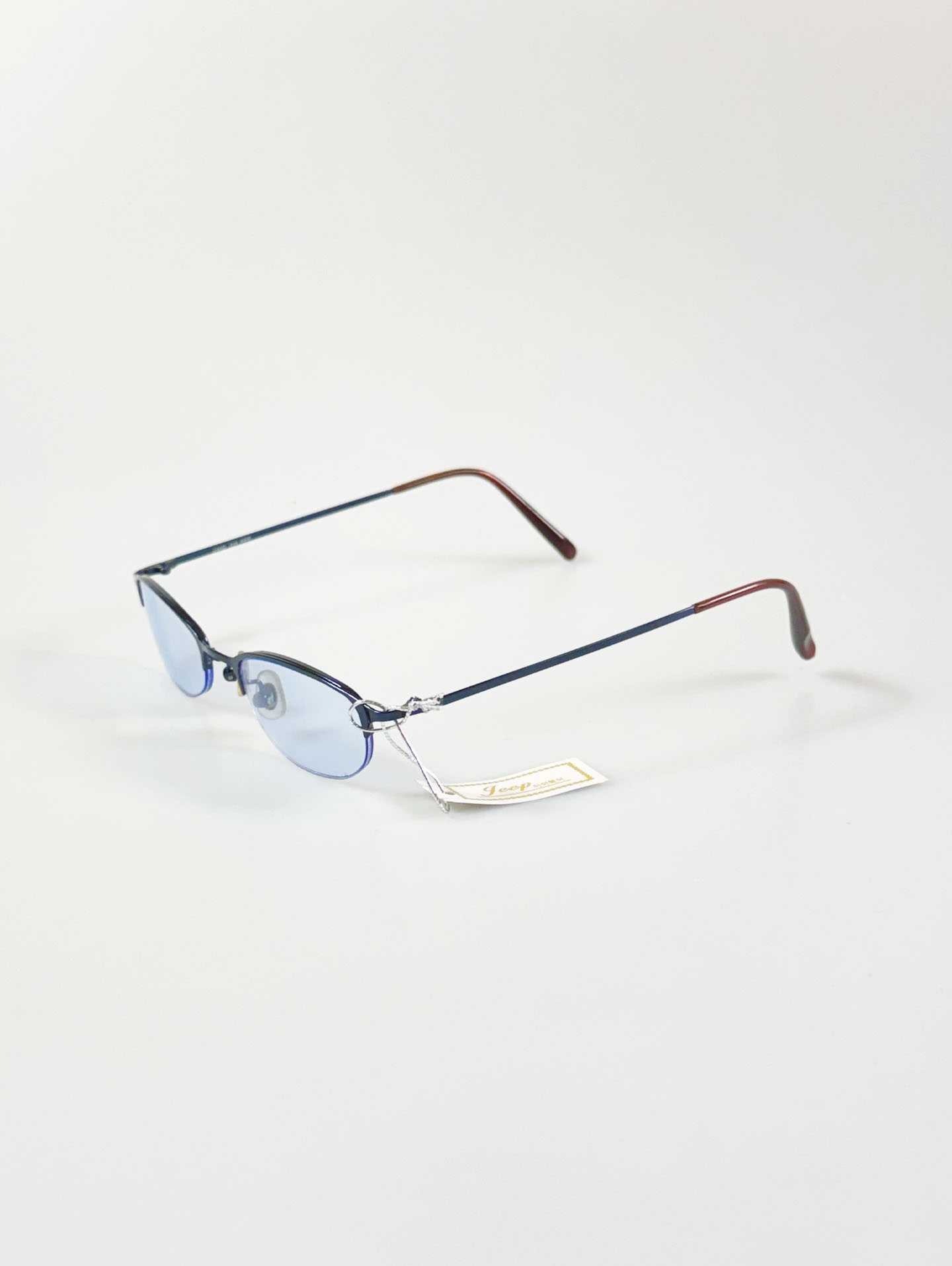 JEEP Half-Rim Slim Square Blue Metal Frame Tinted Glasses