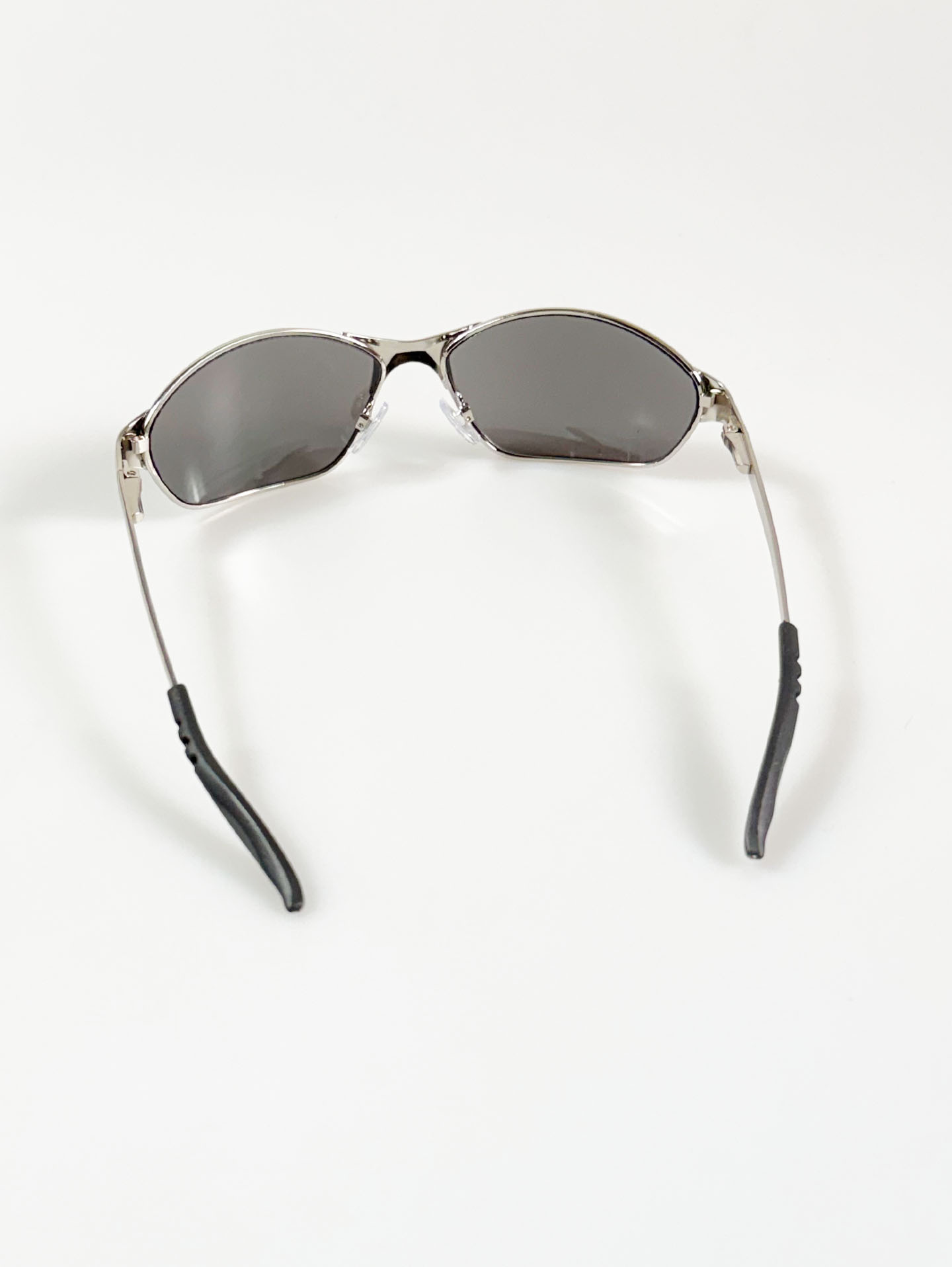 Silver Wraparound Square Metal Mirrored Sunglasses