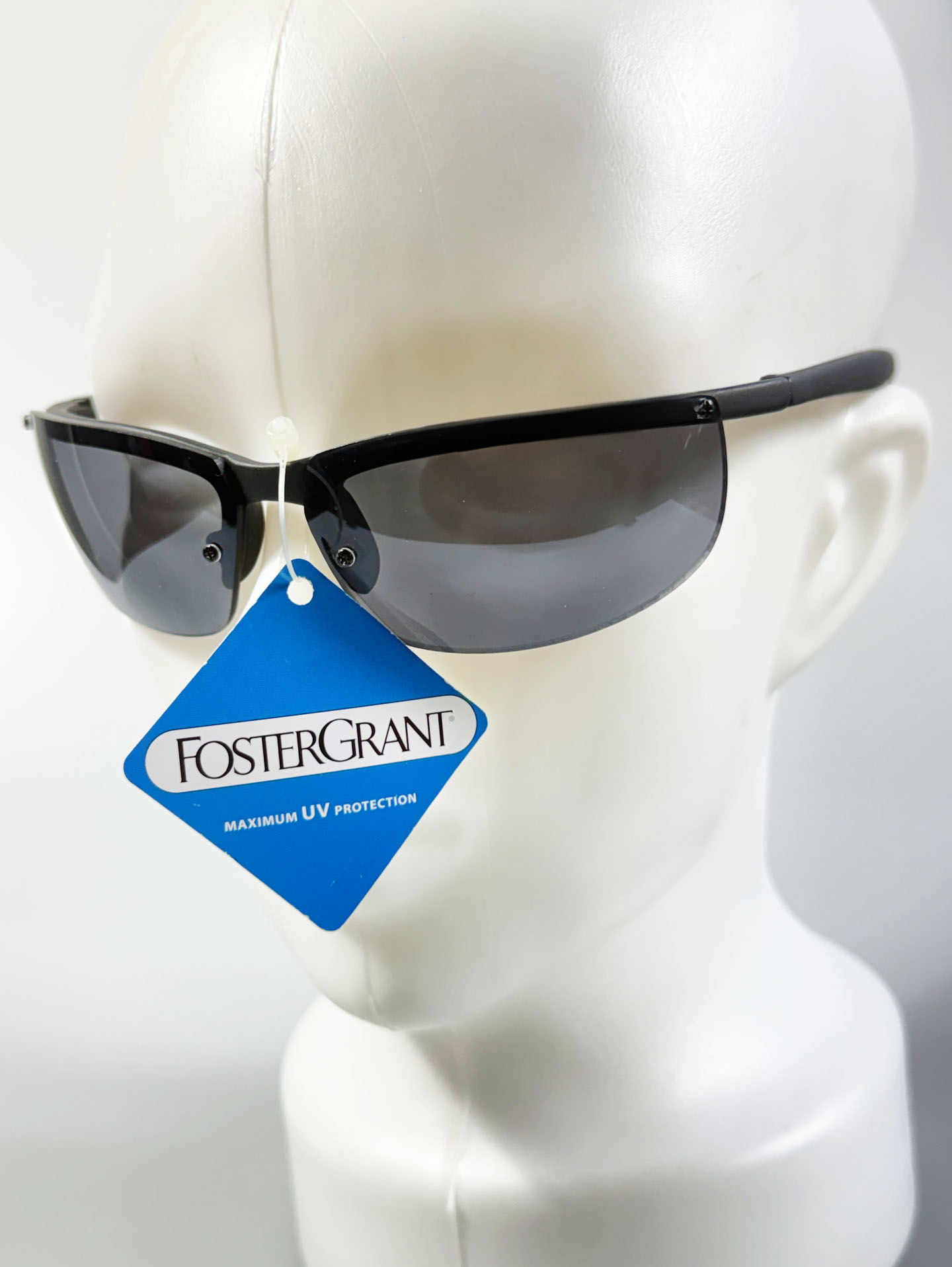 FOSTER GRANT Matte Black Semi-Rimless Square Sunglasses