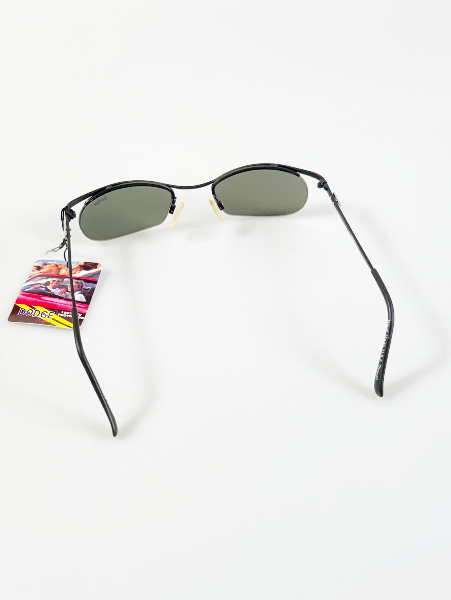 90's DODGE Black Oval Wire Frame Sunglasses