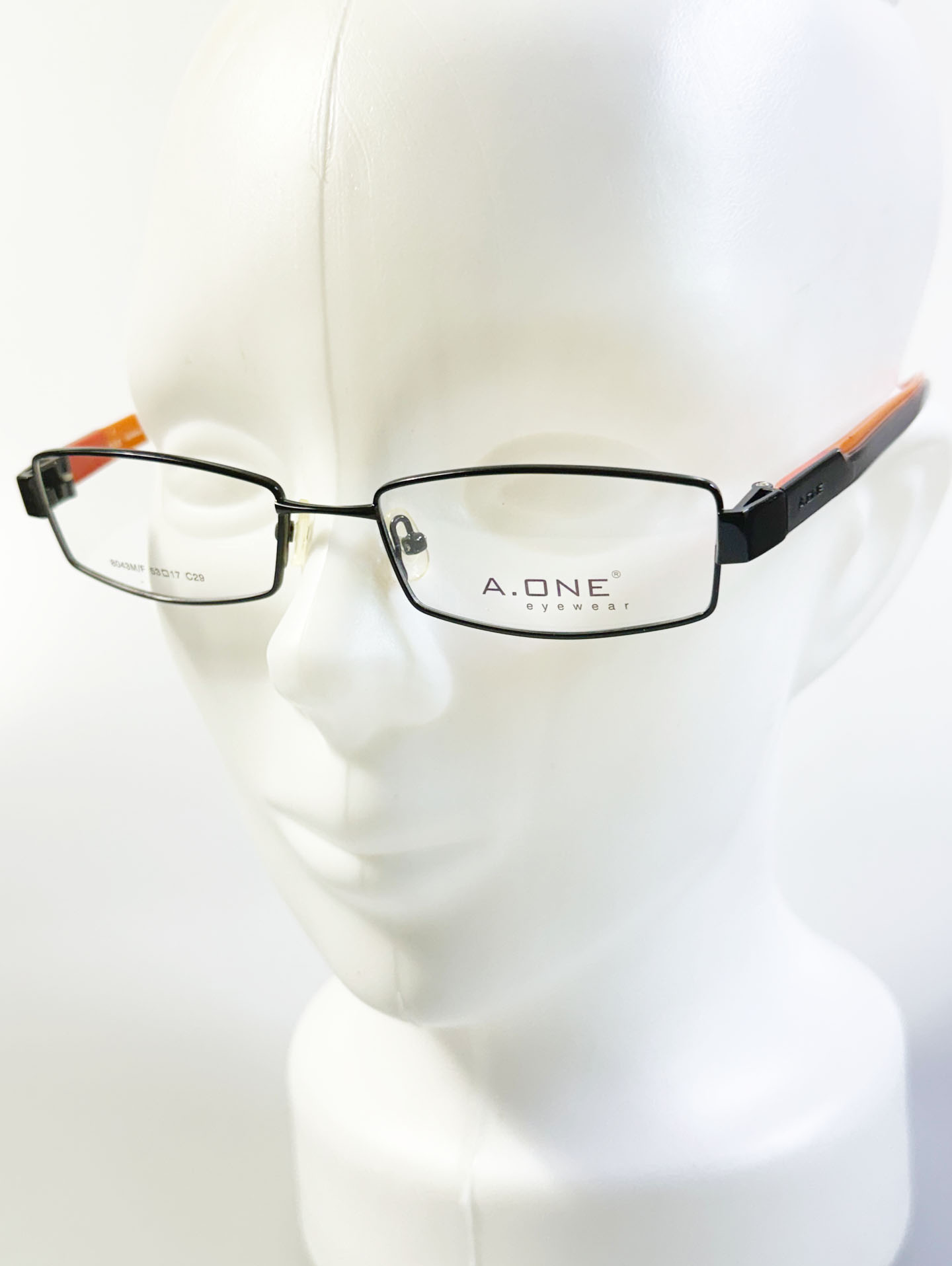 A.ONE Black & Orange Slim Square Metal Glasses
