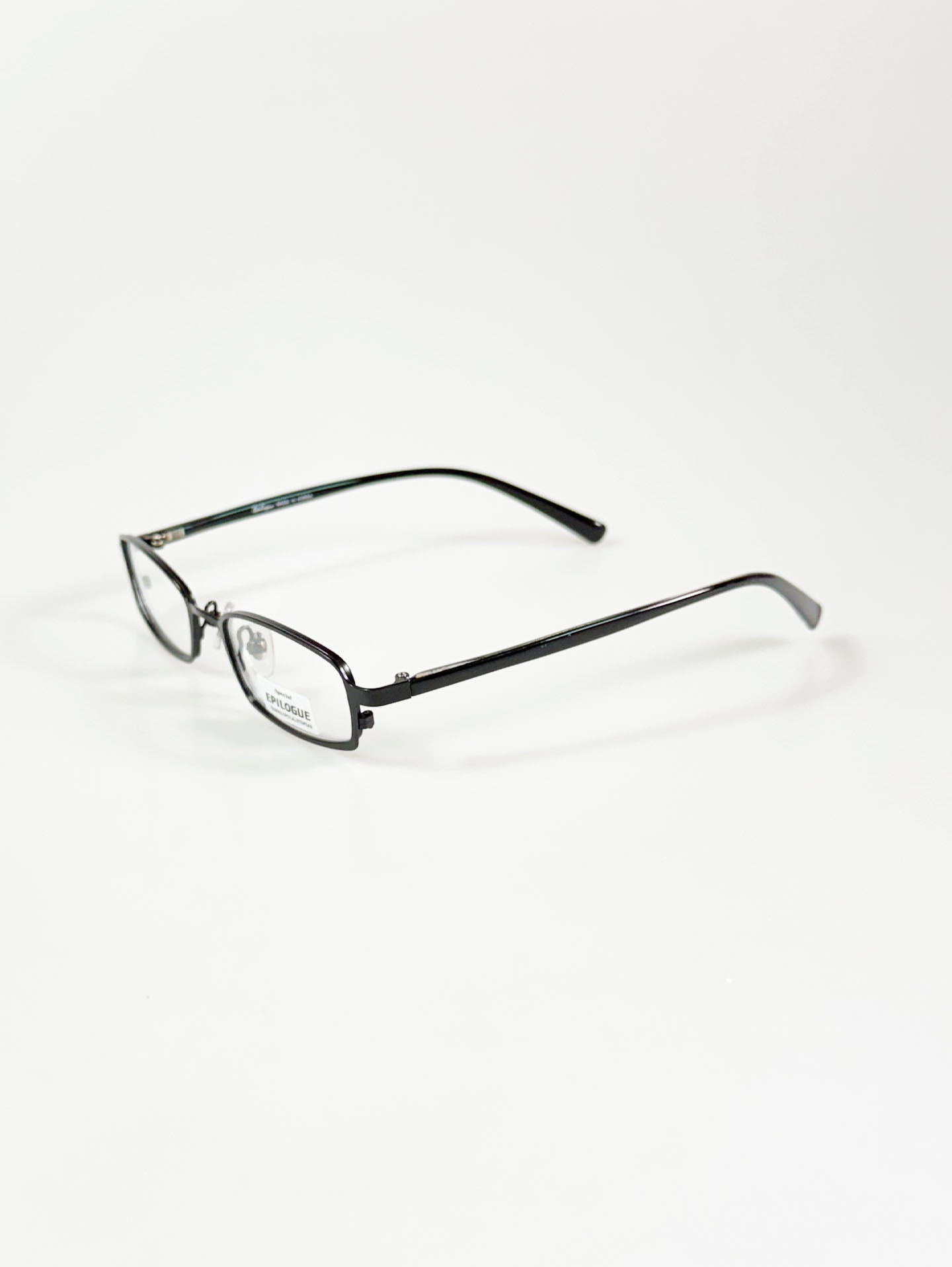 EPILOGUE Black Slim Square Metal Frame Glasses