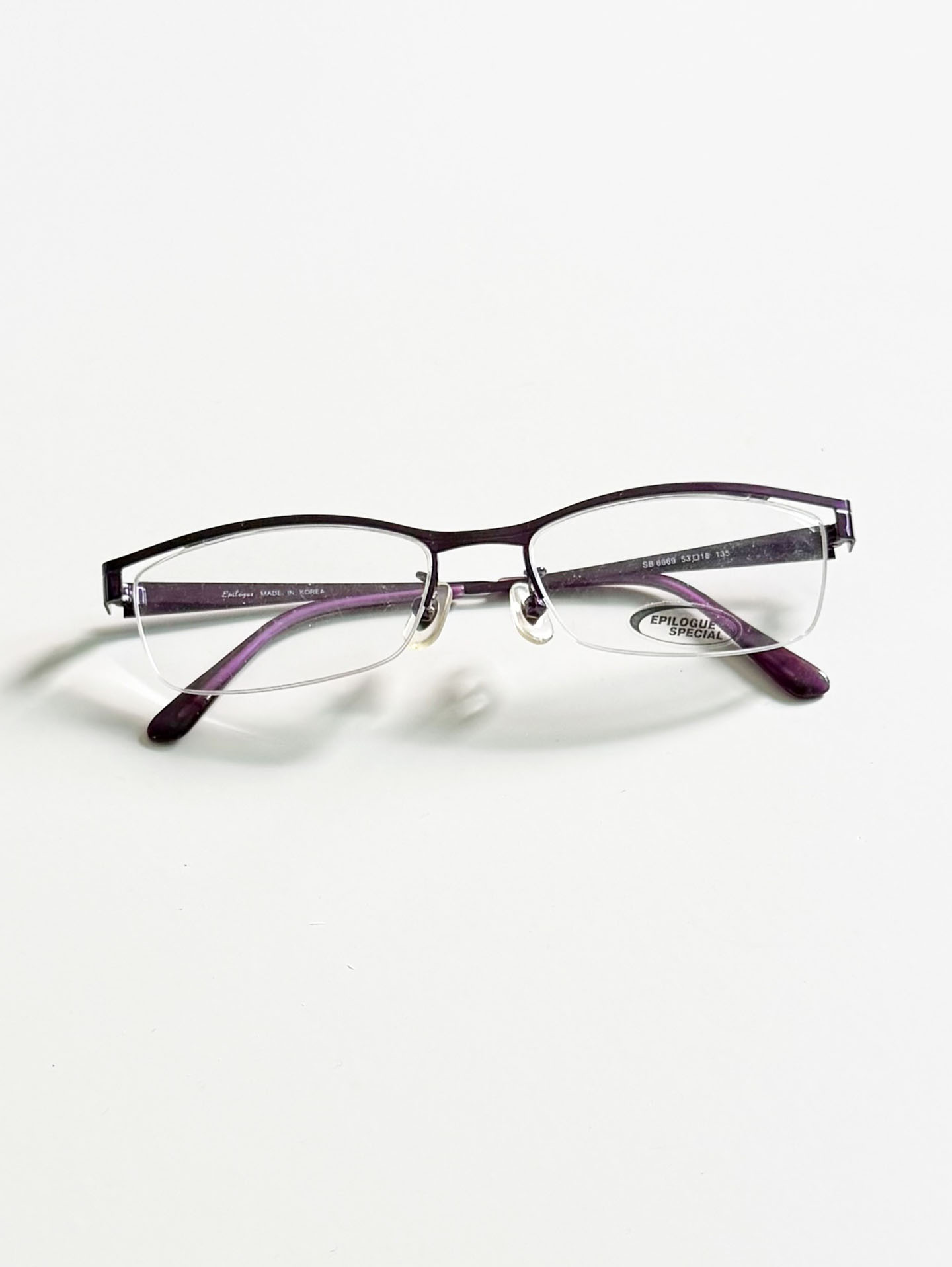 EPILOGUE Purple Semi-Rimless Square Metal Frame Glasses