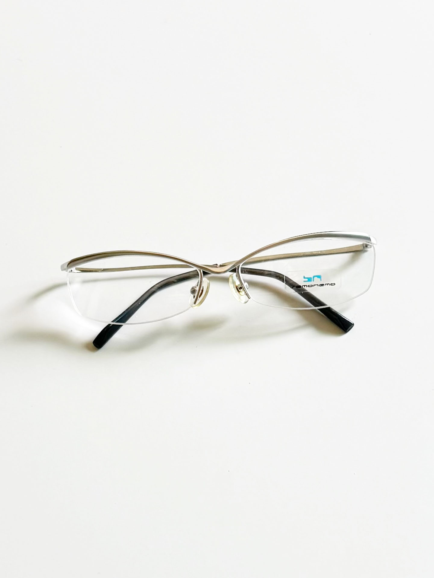 SEMONEMO Silver Semi-Rimless Square Metal Glasses