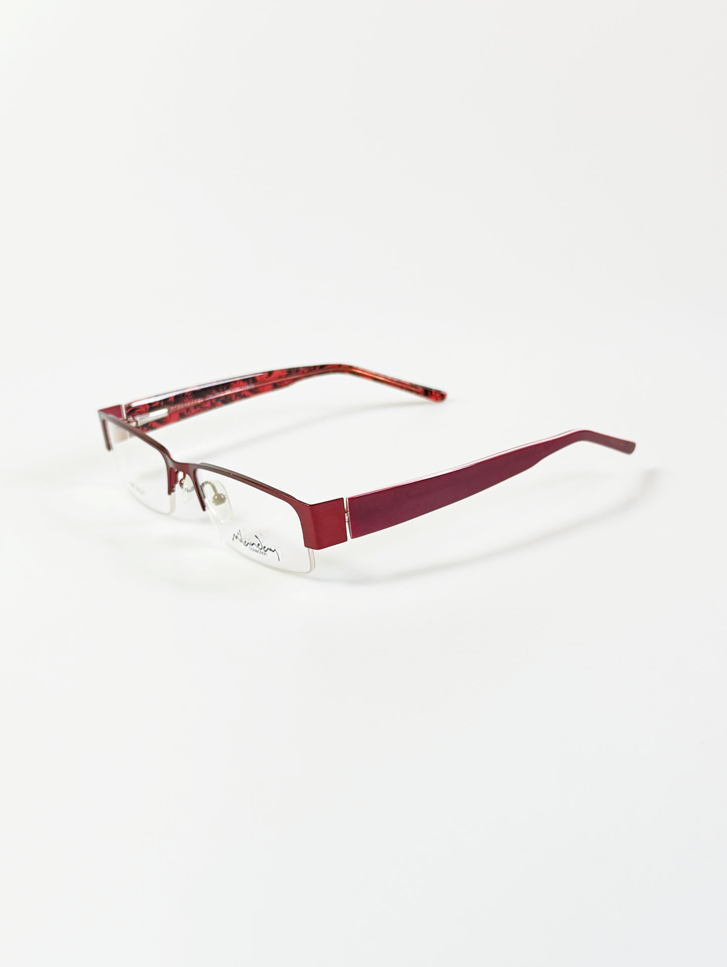 Milanday Half Rim Square Red Metal Frame Glasses