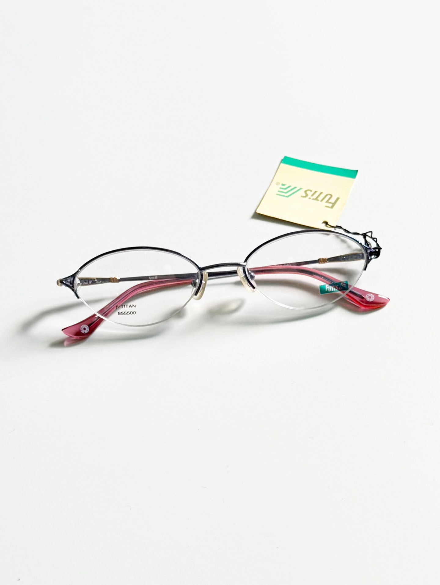 90's FUTIS Blue Purple Semi-Rimless Oval Metal Glasses