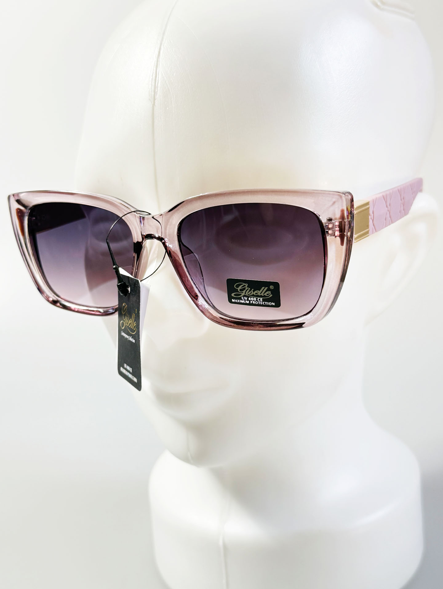 GISELLE Translucent Pink Oversized Square Frame Tint Sunglasses