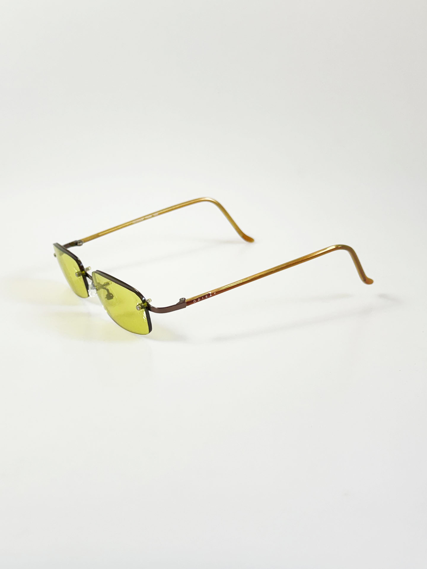 90's ODISAY Yellow Tint Rimless Square Sunglasses