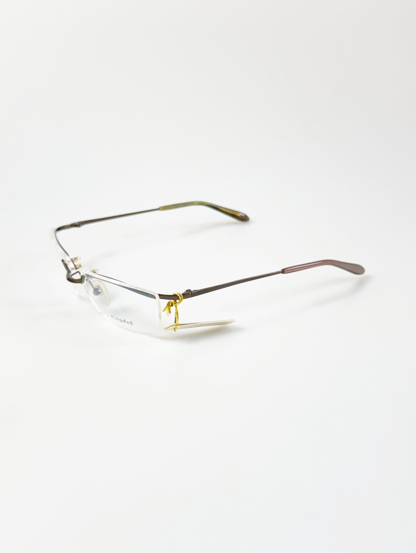 GIPFEL Brown Titanium Rimless Square Frame Glasses
