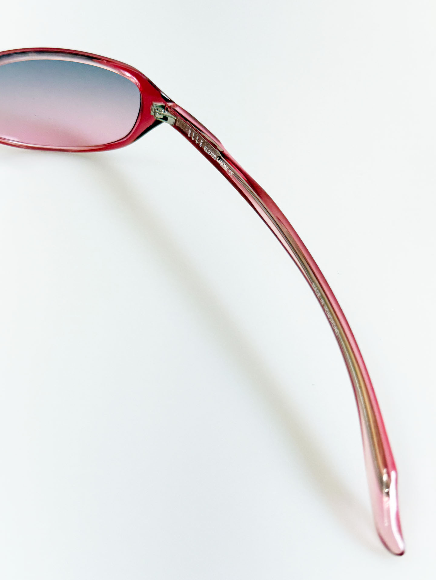 ELLE Paris Pink Translucent Slim Oval Frame Tint Sunglasses