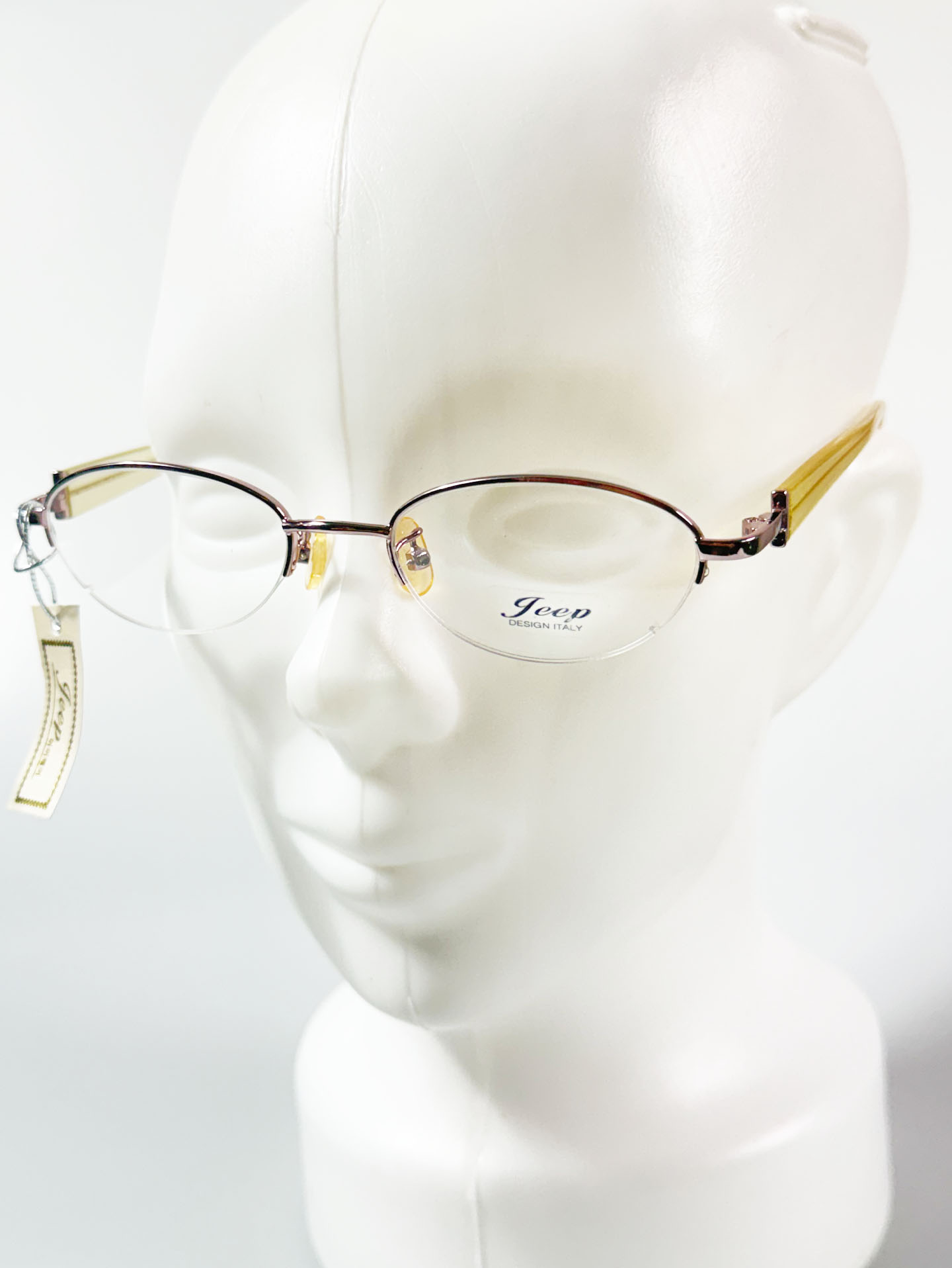 JEEP Pink Gold Half-Rim Oval Metal Frame Glasses