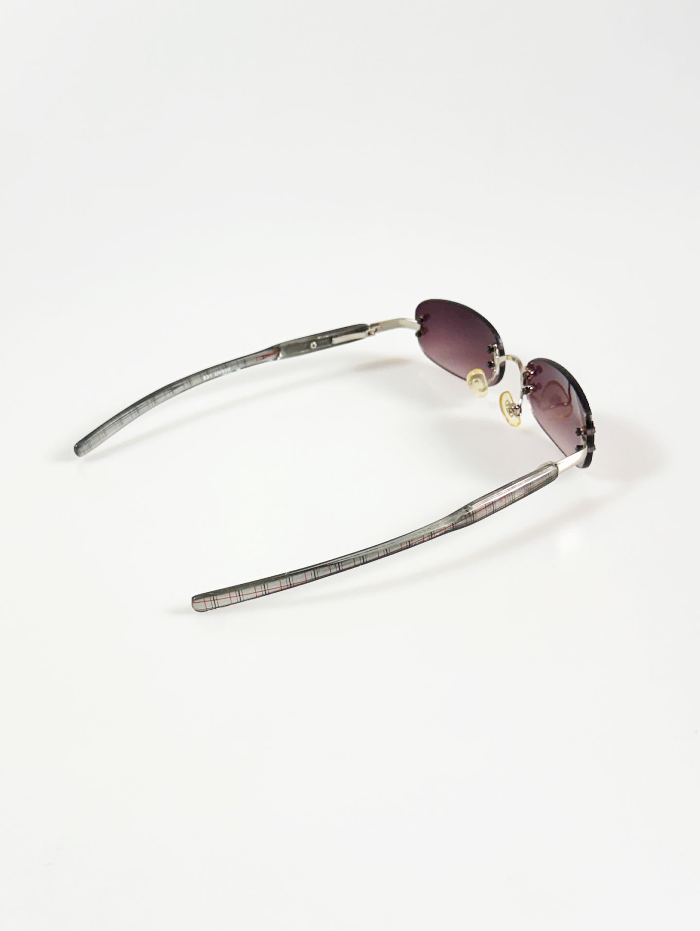 Silver Rimless Square Metal Frame Sunglasses