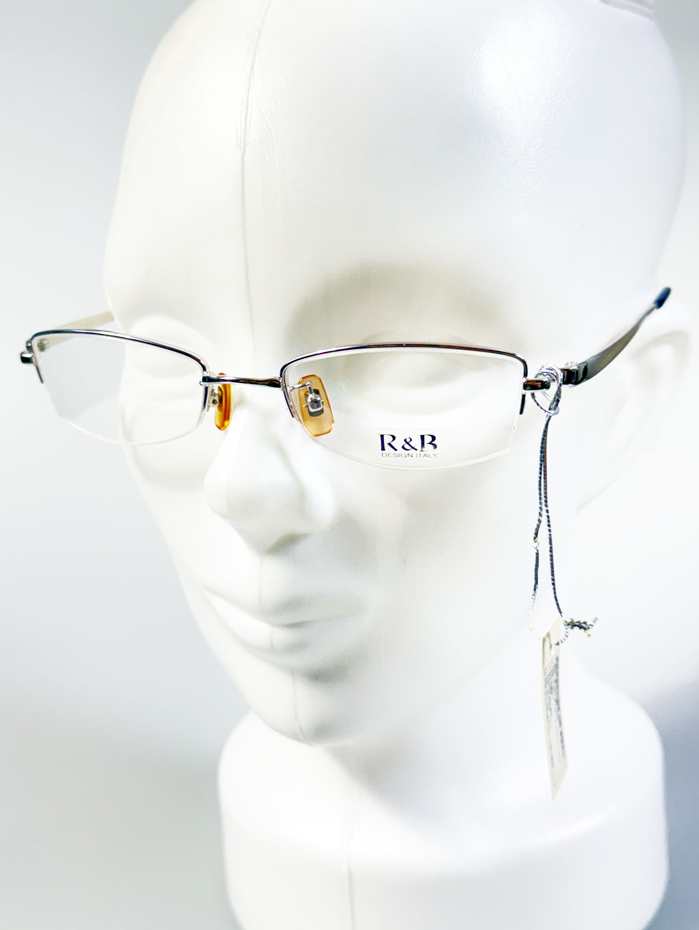 R&B Eyewear Silver Semi-Rimless Metal Wire Frame Glasses