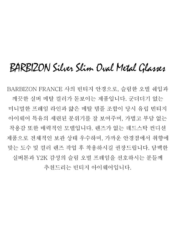 BARBIZON Silver Slim Oval Metal Glasses
