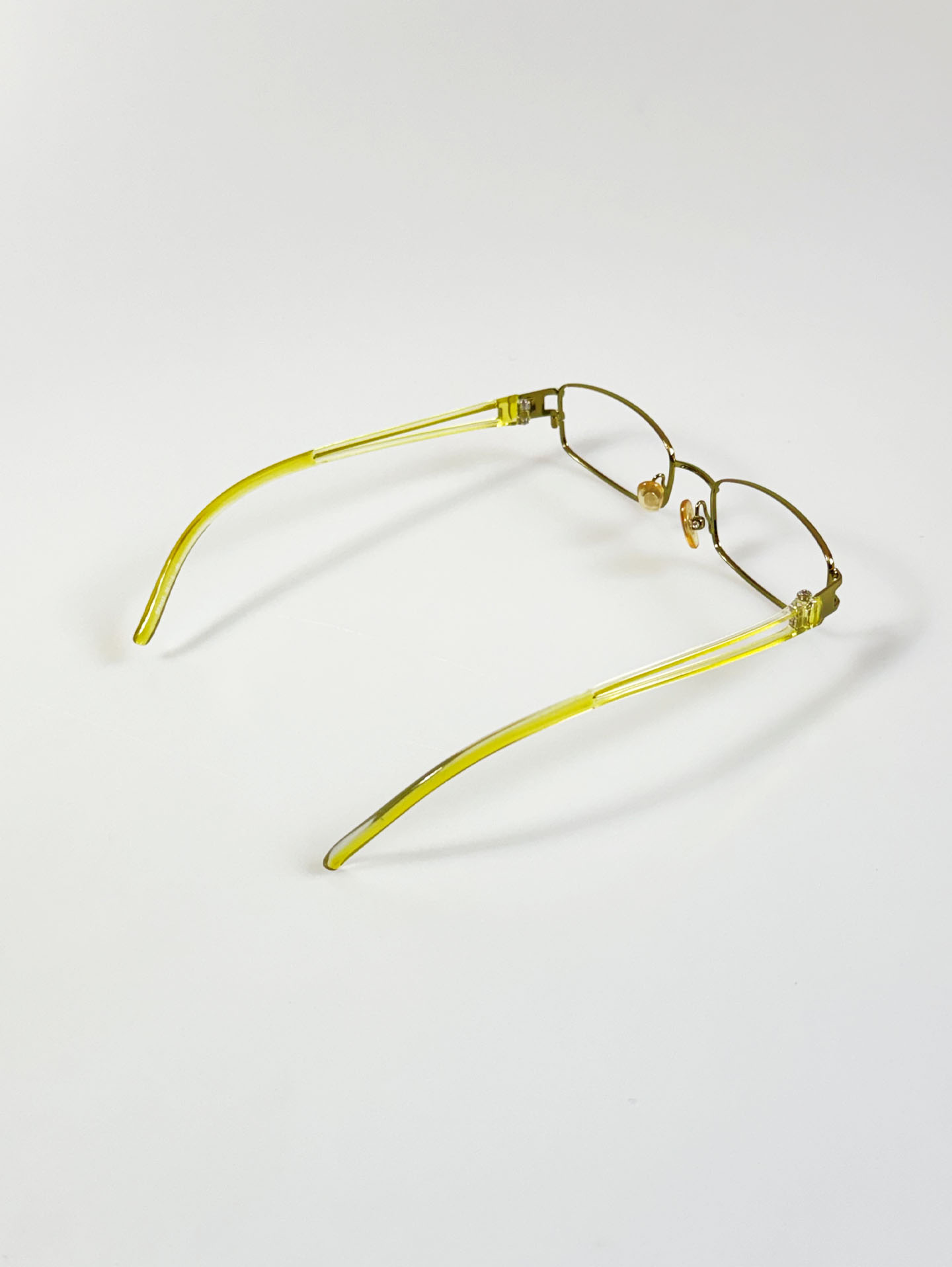 EPILOGUE Yellow Slim Square Metal Frame Glasses