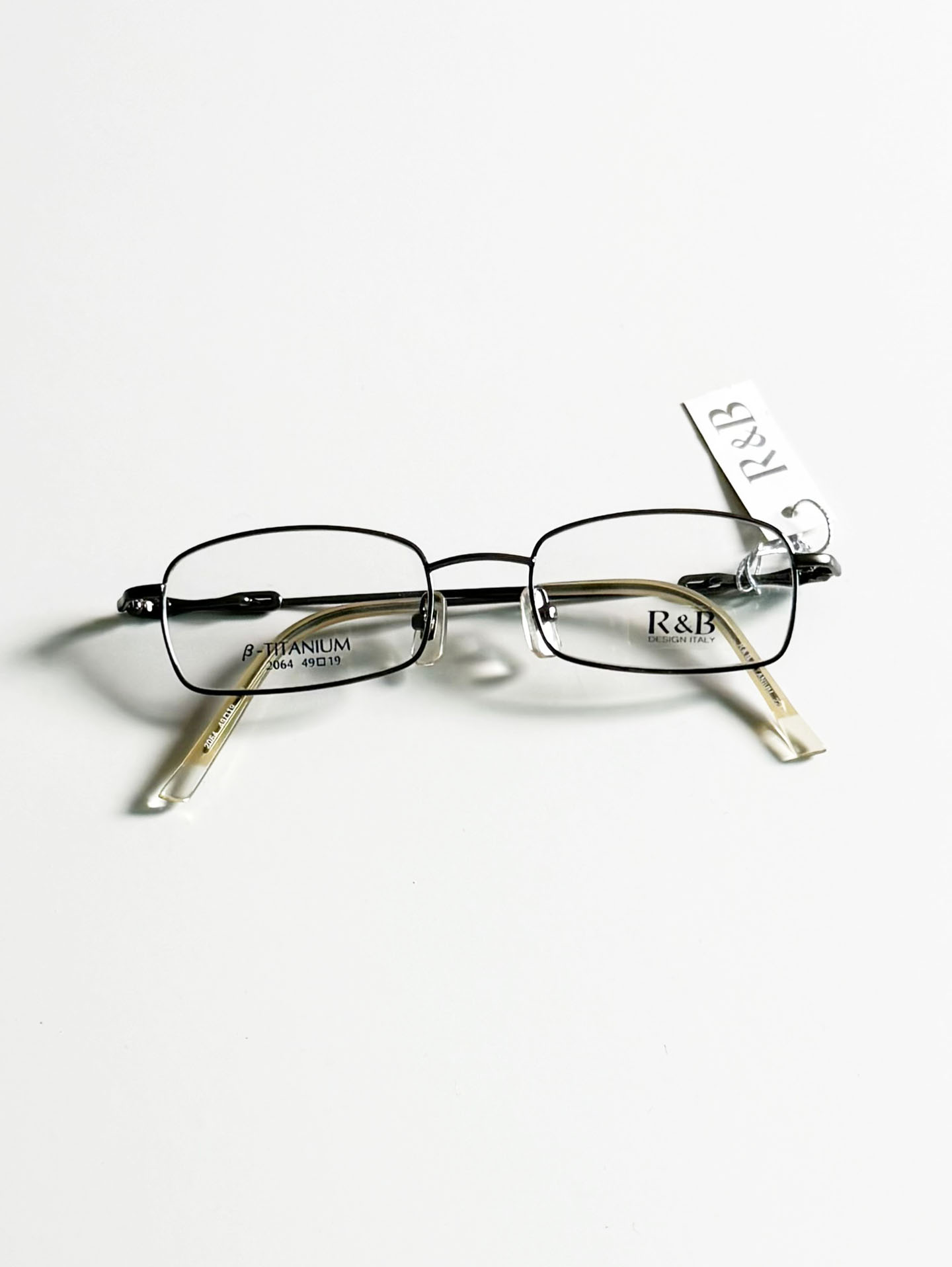 R&B Eyewear Dark Silver Beta Titanium Slim Square Glasses