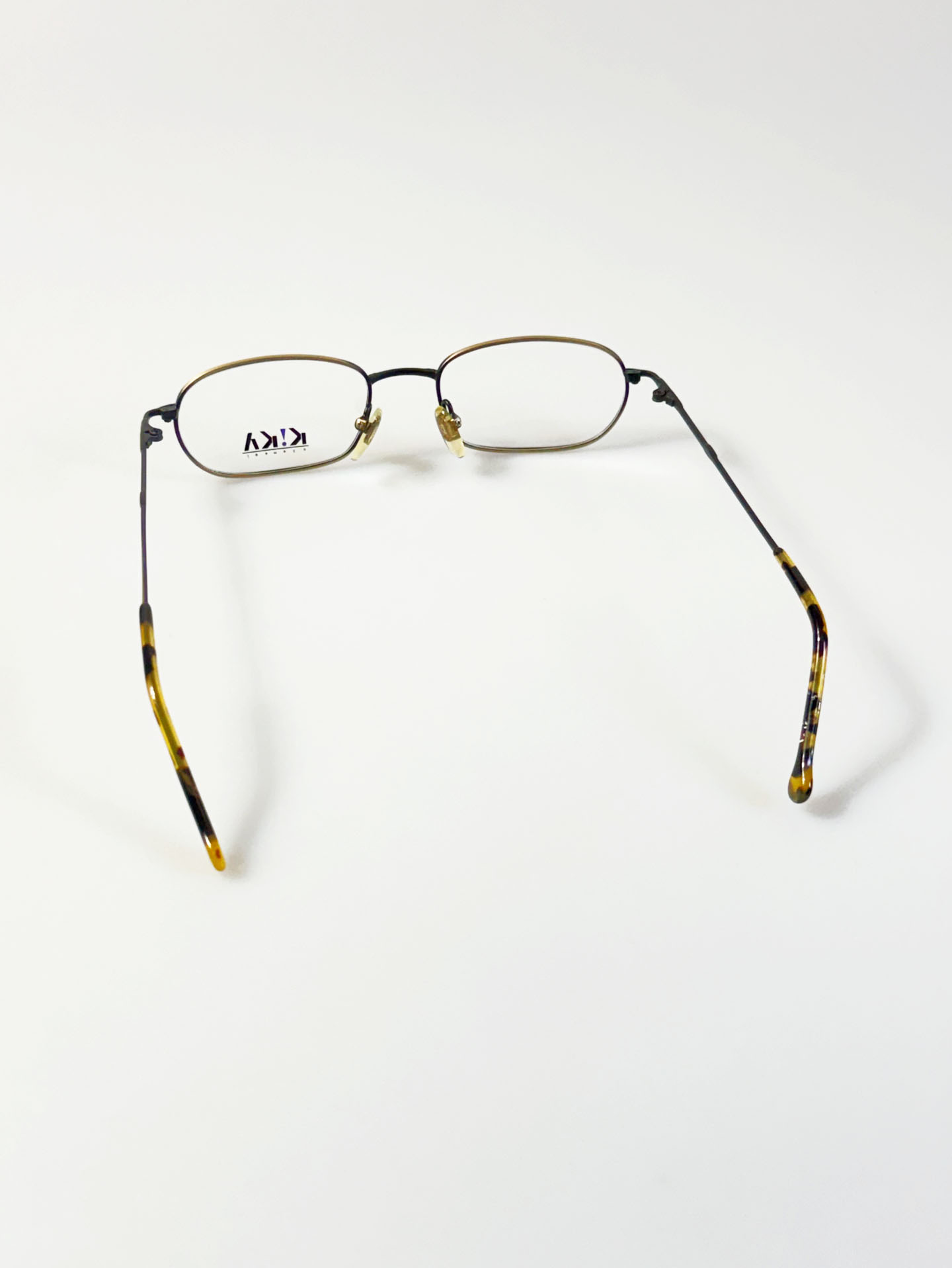 90's K!KA Matte Gold & Black Two-Tone Metal Slim Square Glasses