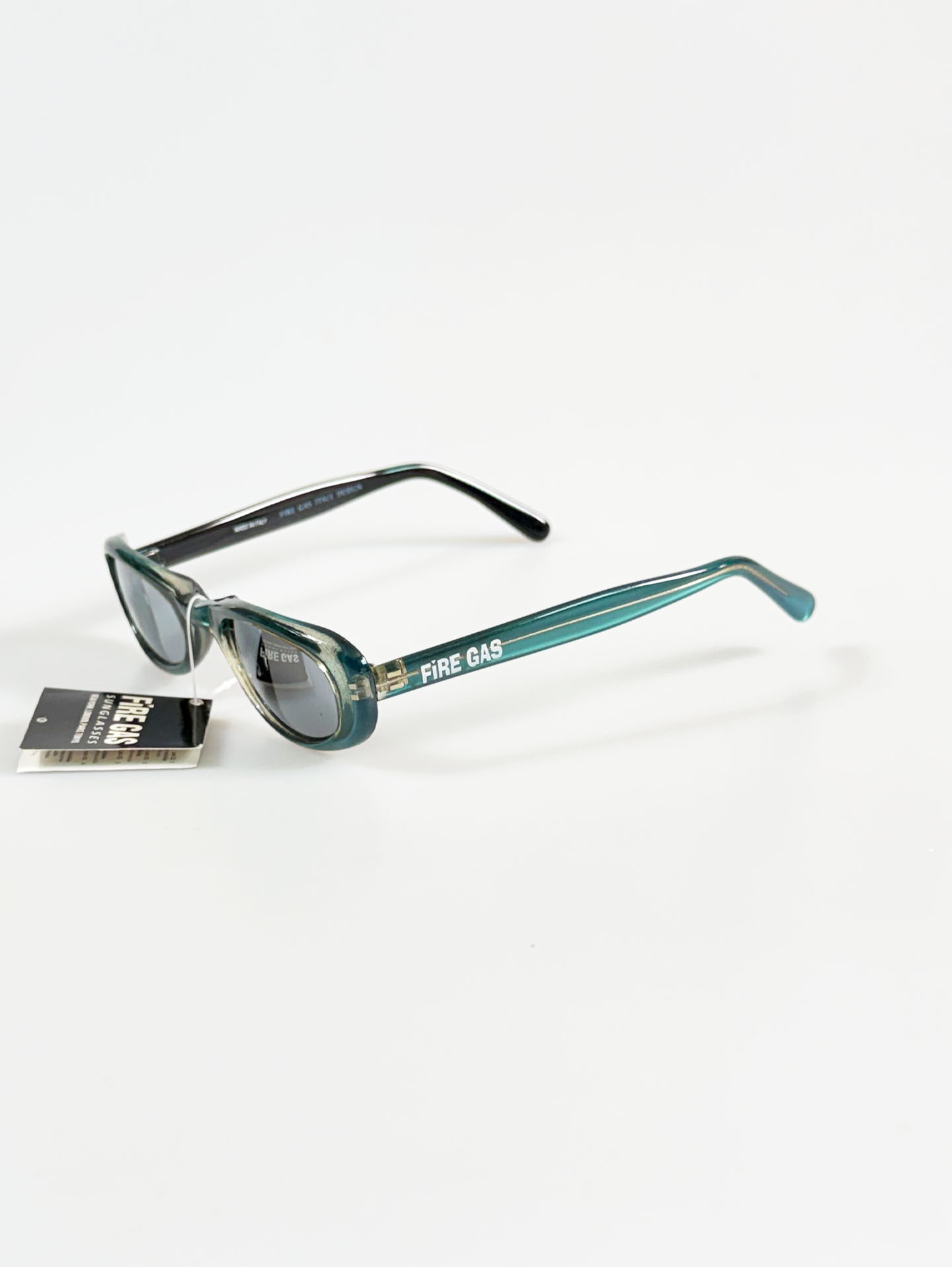 90's FIRE GAS Teal Bold Oval Sunglasses