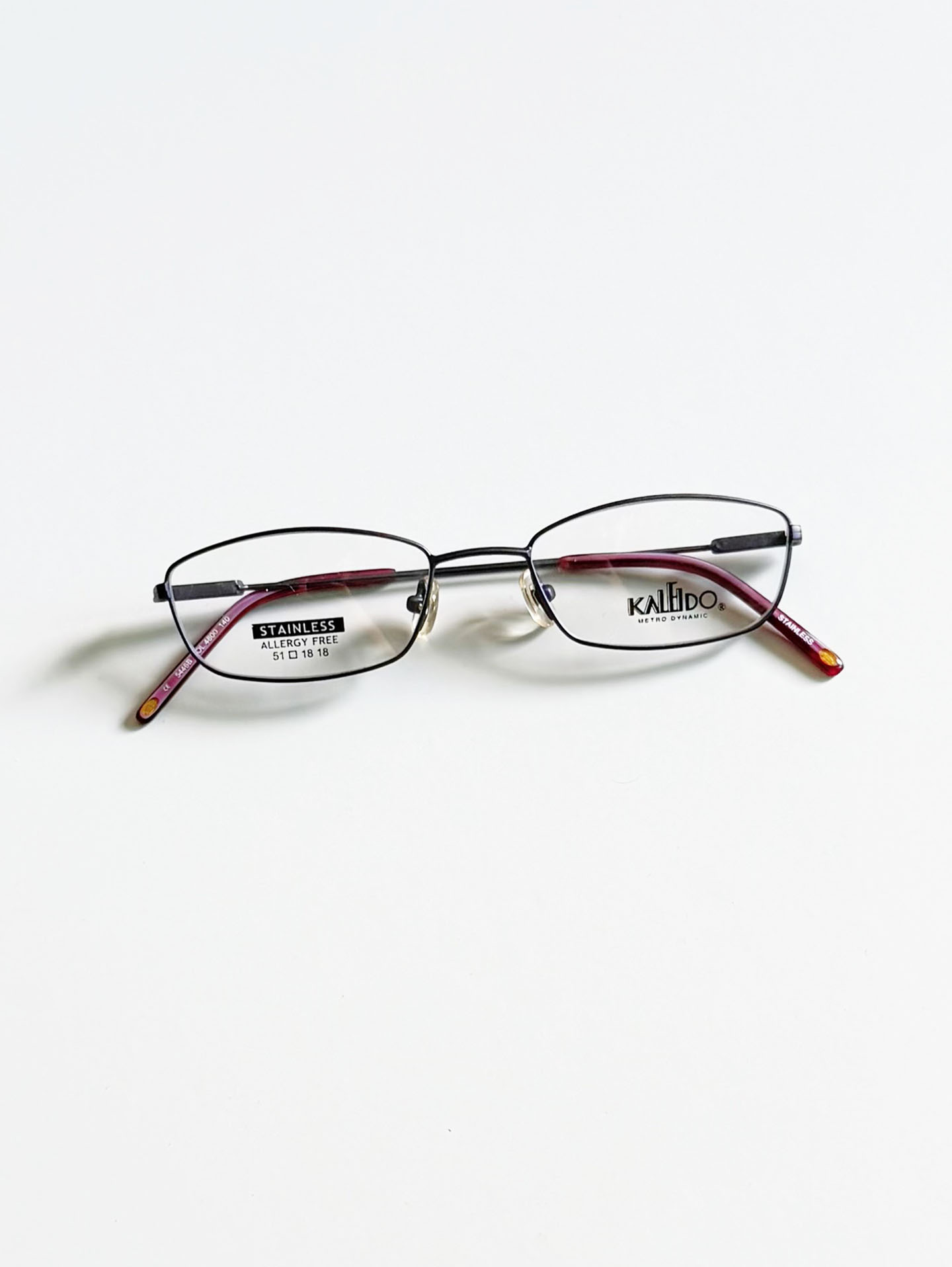 90's KALEIDO Matt Purple Slim Square Metal Frame Glasses