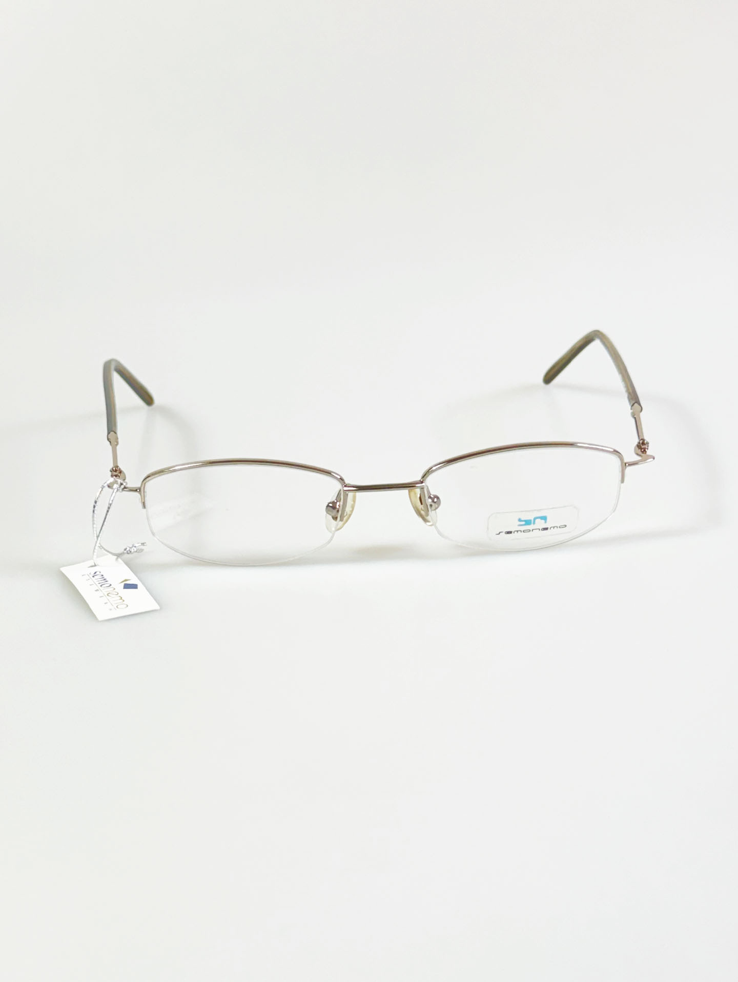 SEMONEMO Eyewear Silver Square Half-Rim Metal Glasses
