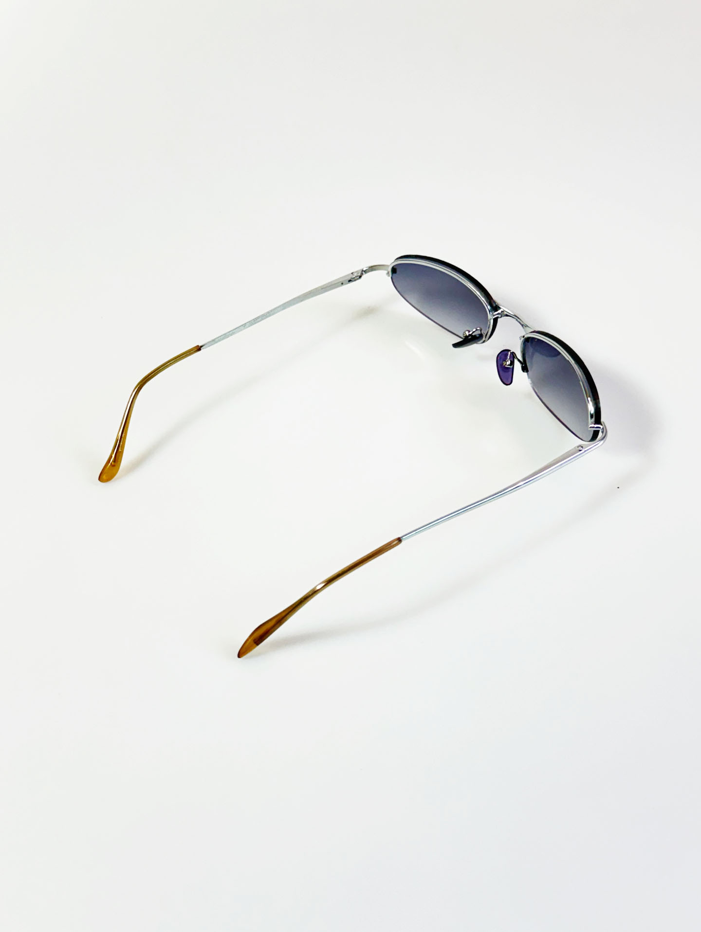 Silver Slim Rimless Square Metal Frame Sunglasses