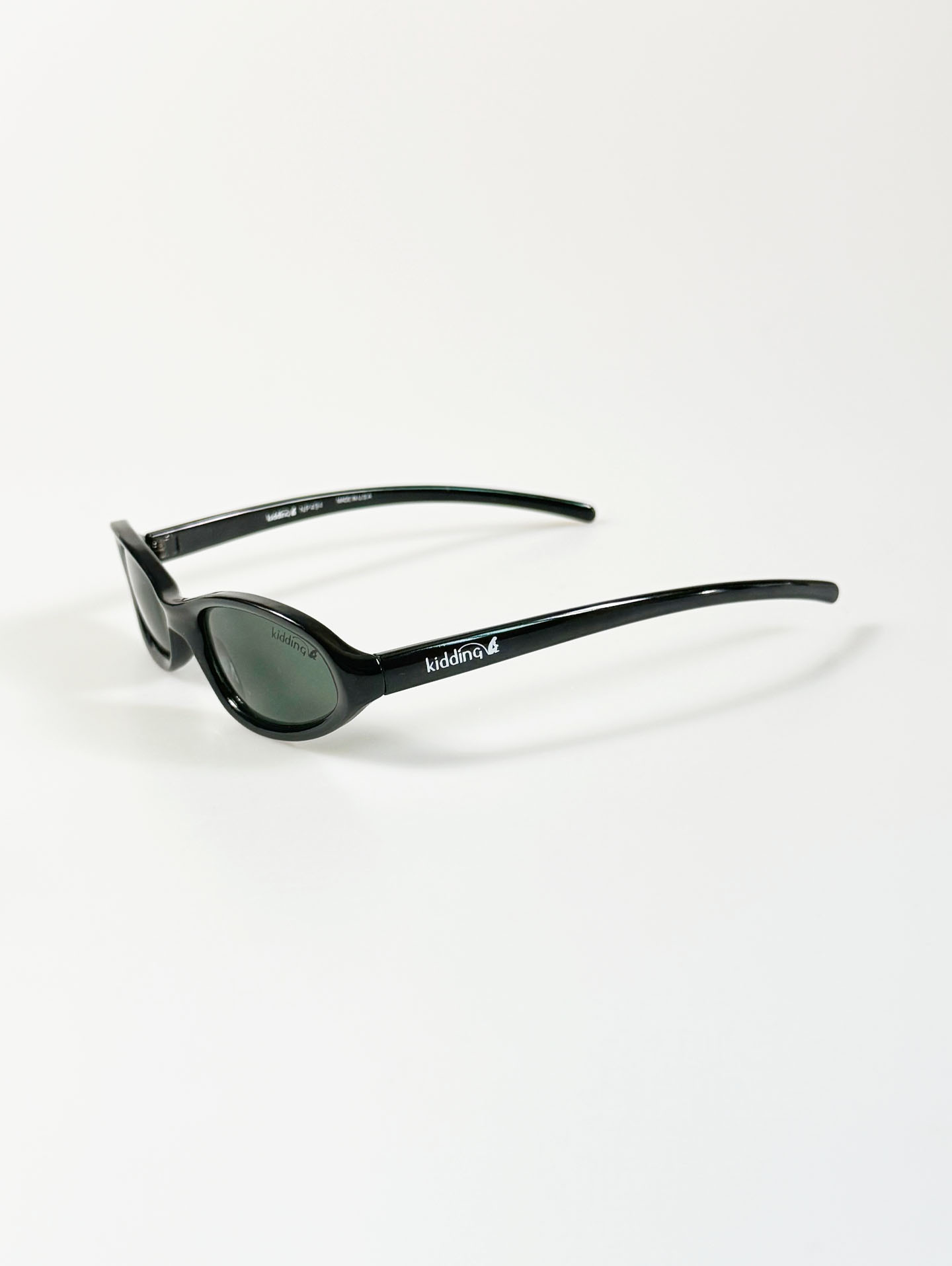 90's KIDDING Black Oval Wrap Sunglasses