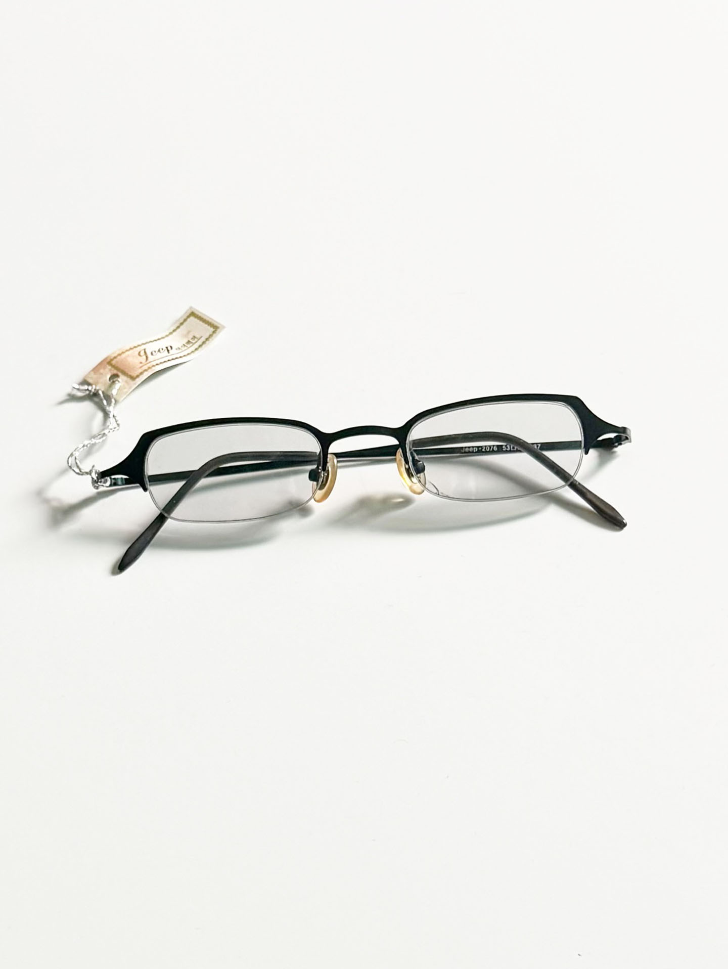 JEEP Black Half-Rim Square Metal Glasses