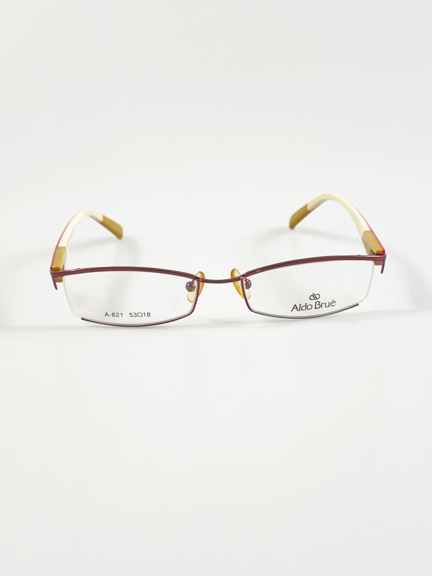 Aldo Brue Rose Pink Square Semi-Rimless Metal Glasses