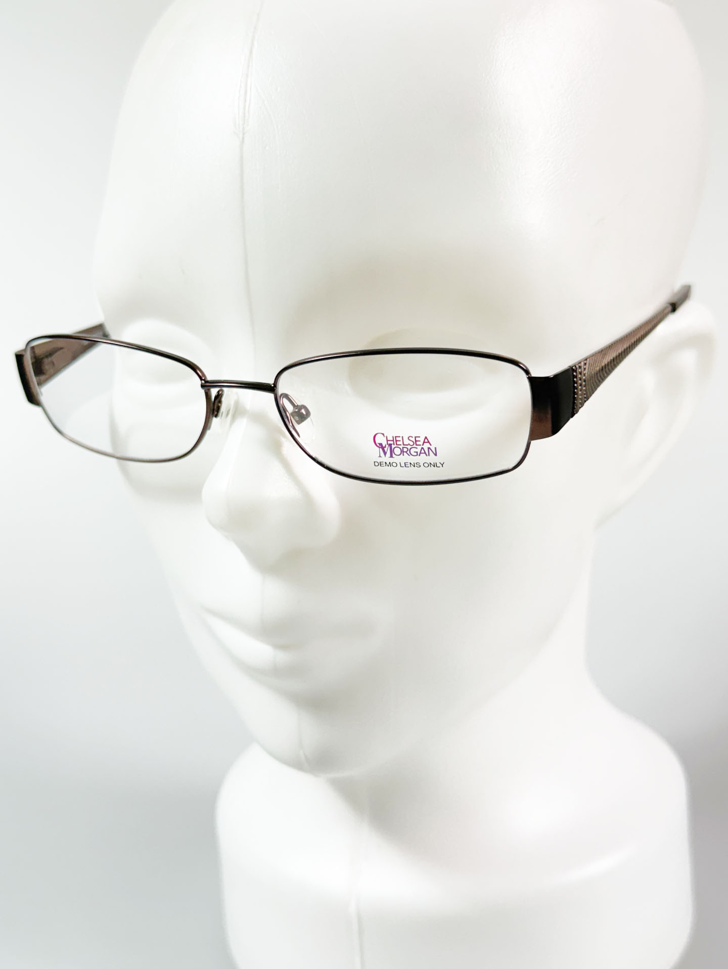 Chelsea Morgan Brown Slim Square Metal Frame Glasses