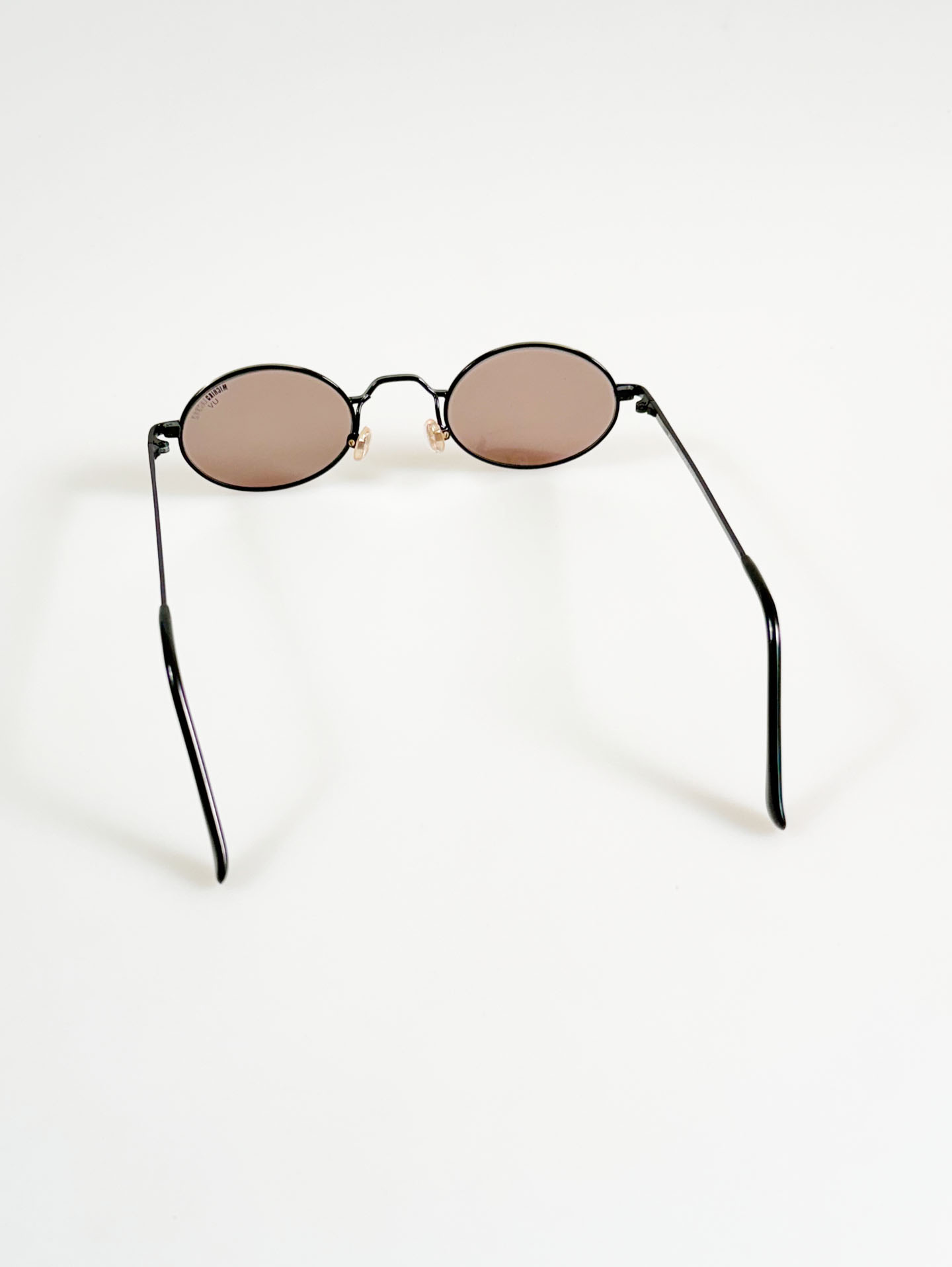 90's MICHIKO LONDON Antique Gunmetal Slim Oval Tint Sunglasses