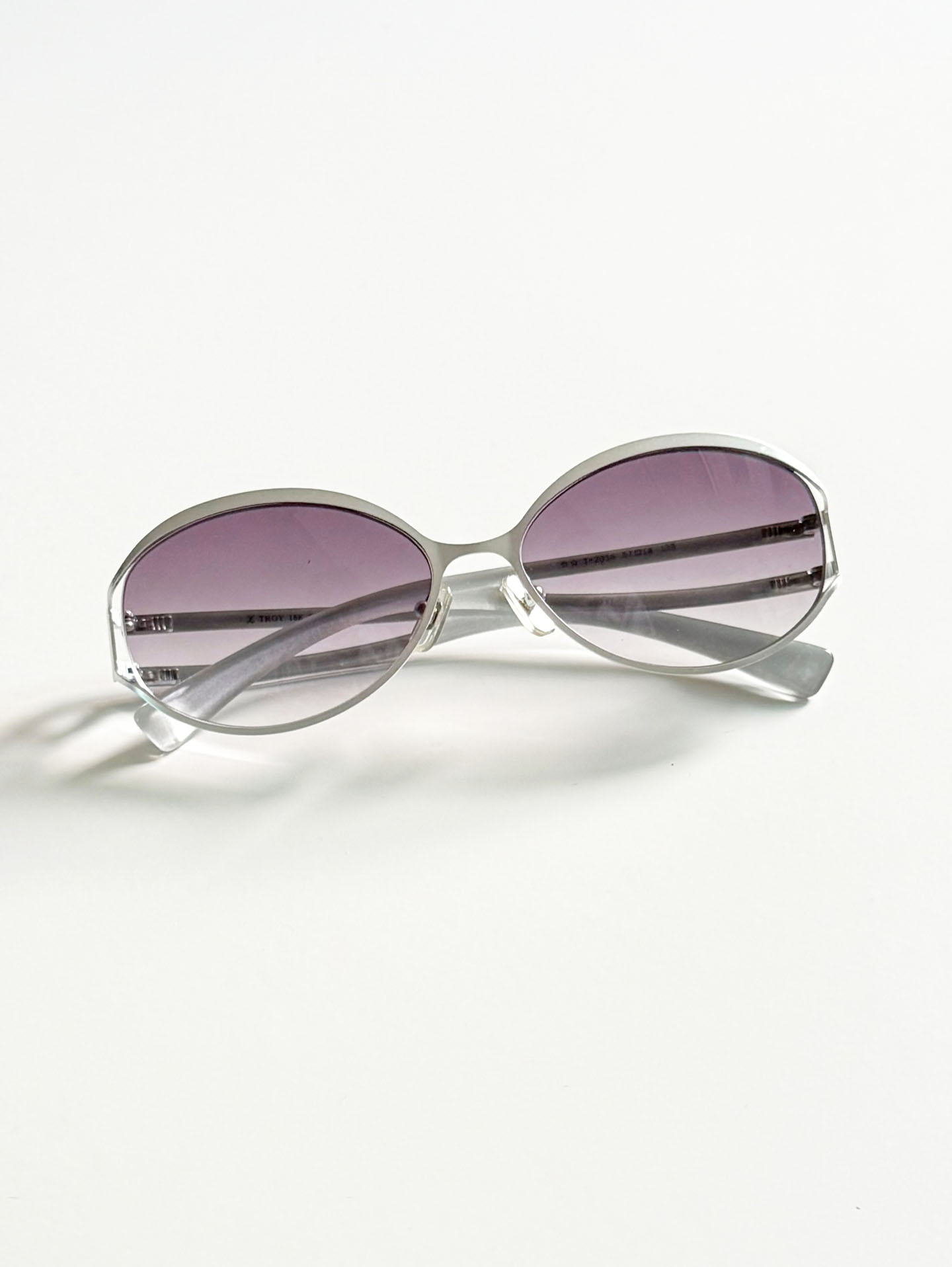 90's TROY Silver Oval Metal Frame Sunglasses