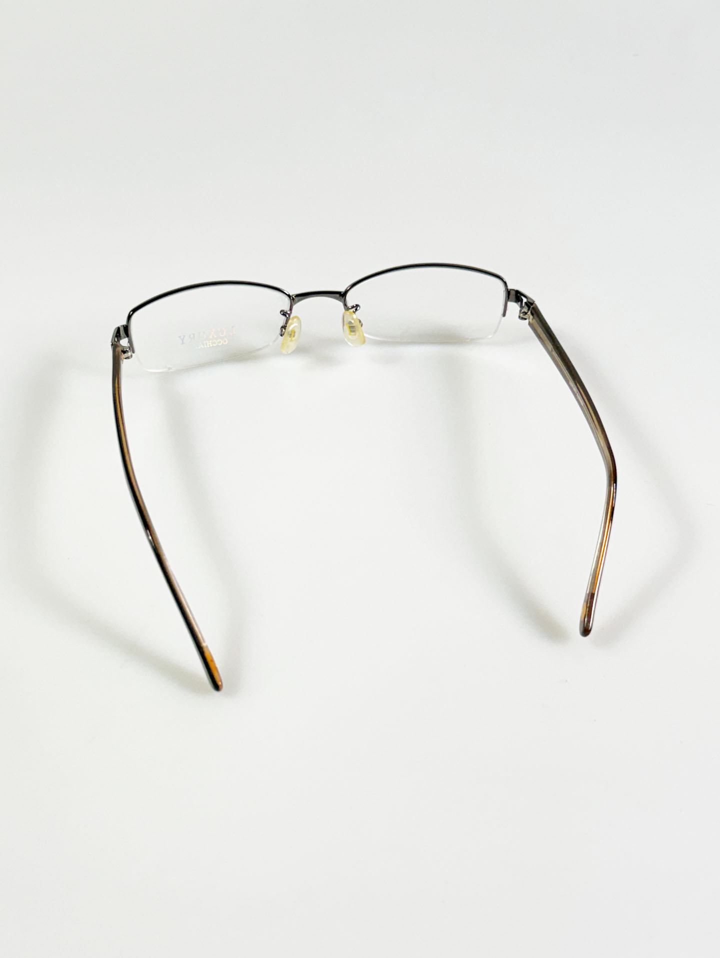 LUXURY EYEWEAR Half-Rim Square Metal Glasses