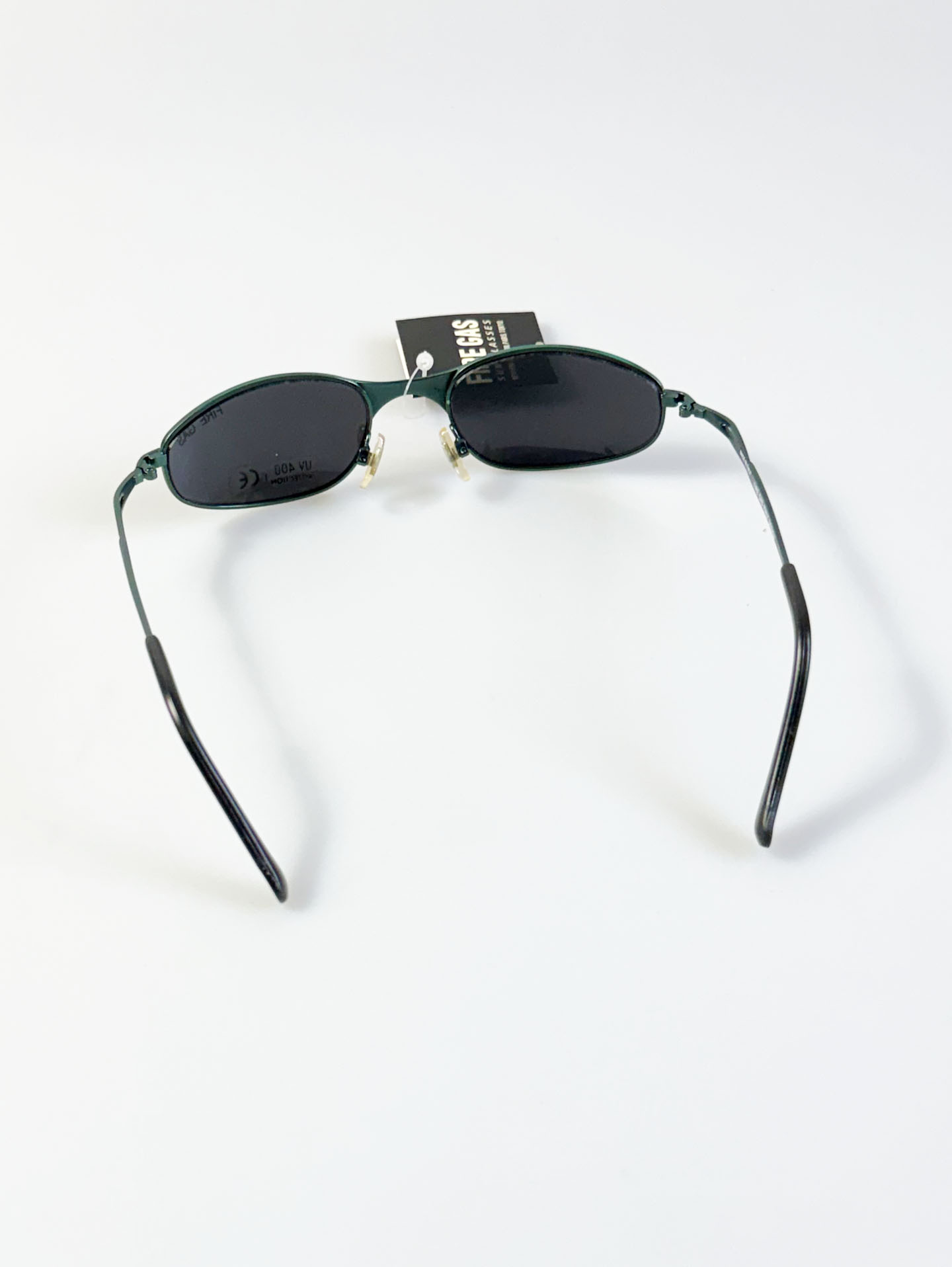 90's FIRE GAS Green Slim Oval Metal Sunglasses