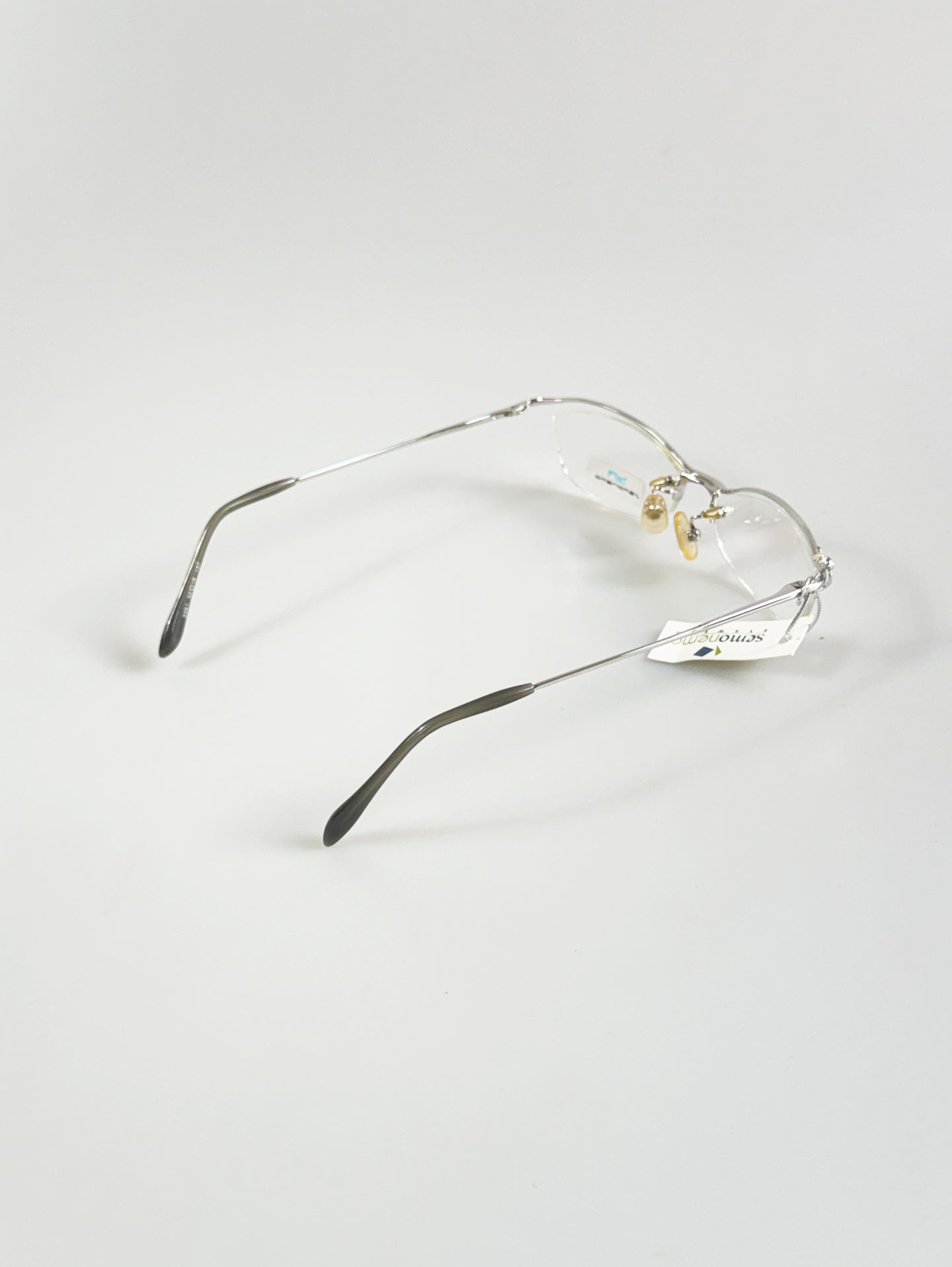 SEMONEMO Silver Oval Half-Rim Metal Frame Glasses