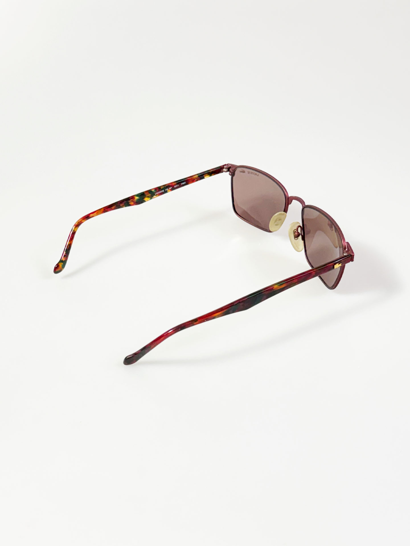 90's LACOSTE Matte Dark Pink Slim Square Metal Frame Sunglasses