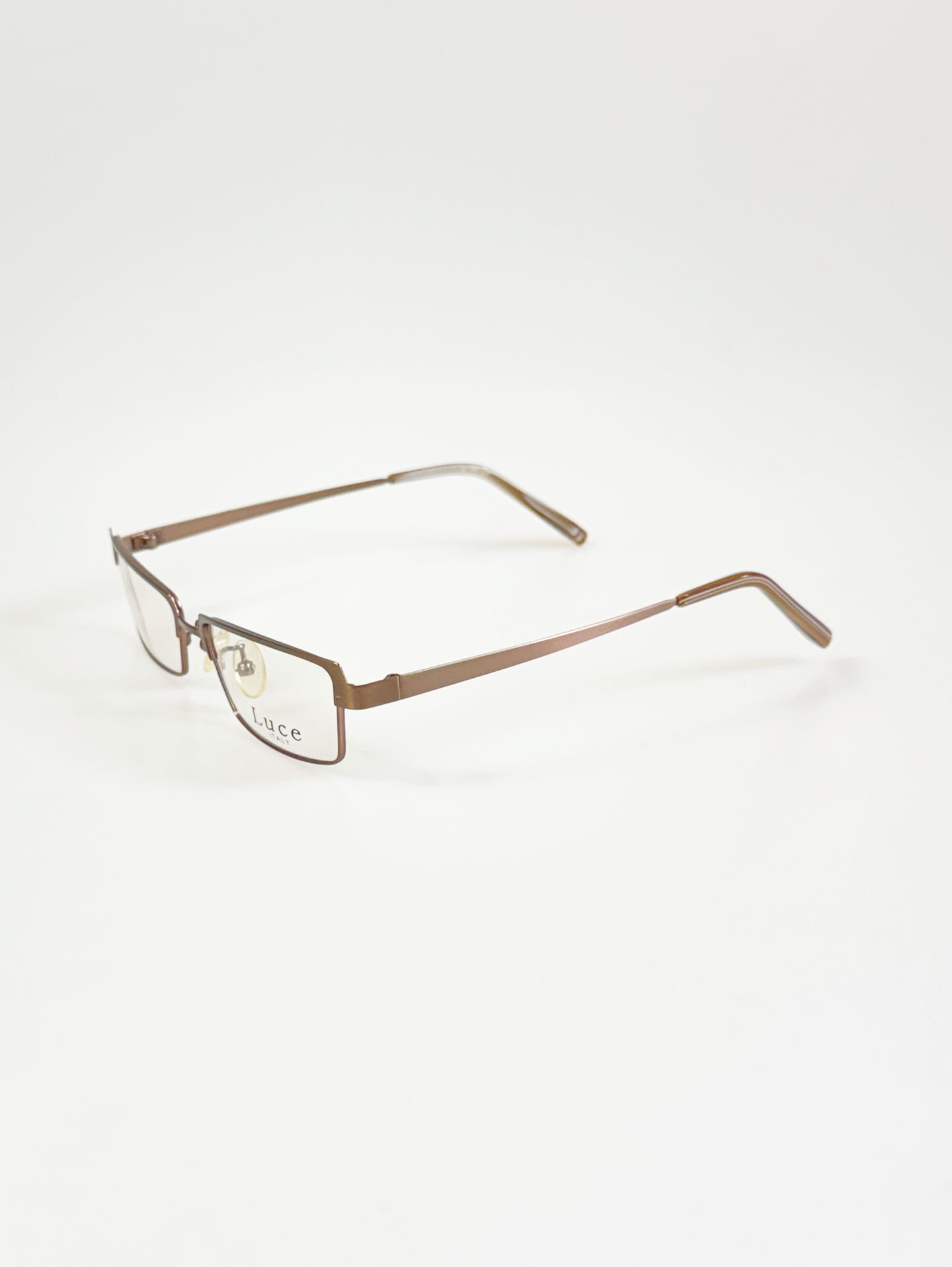 LUCE ITALY Brown Square Browline Metal Frame Glasses
