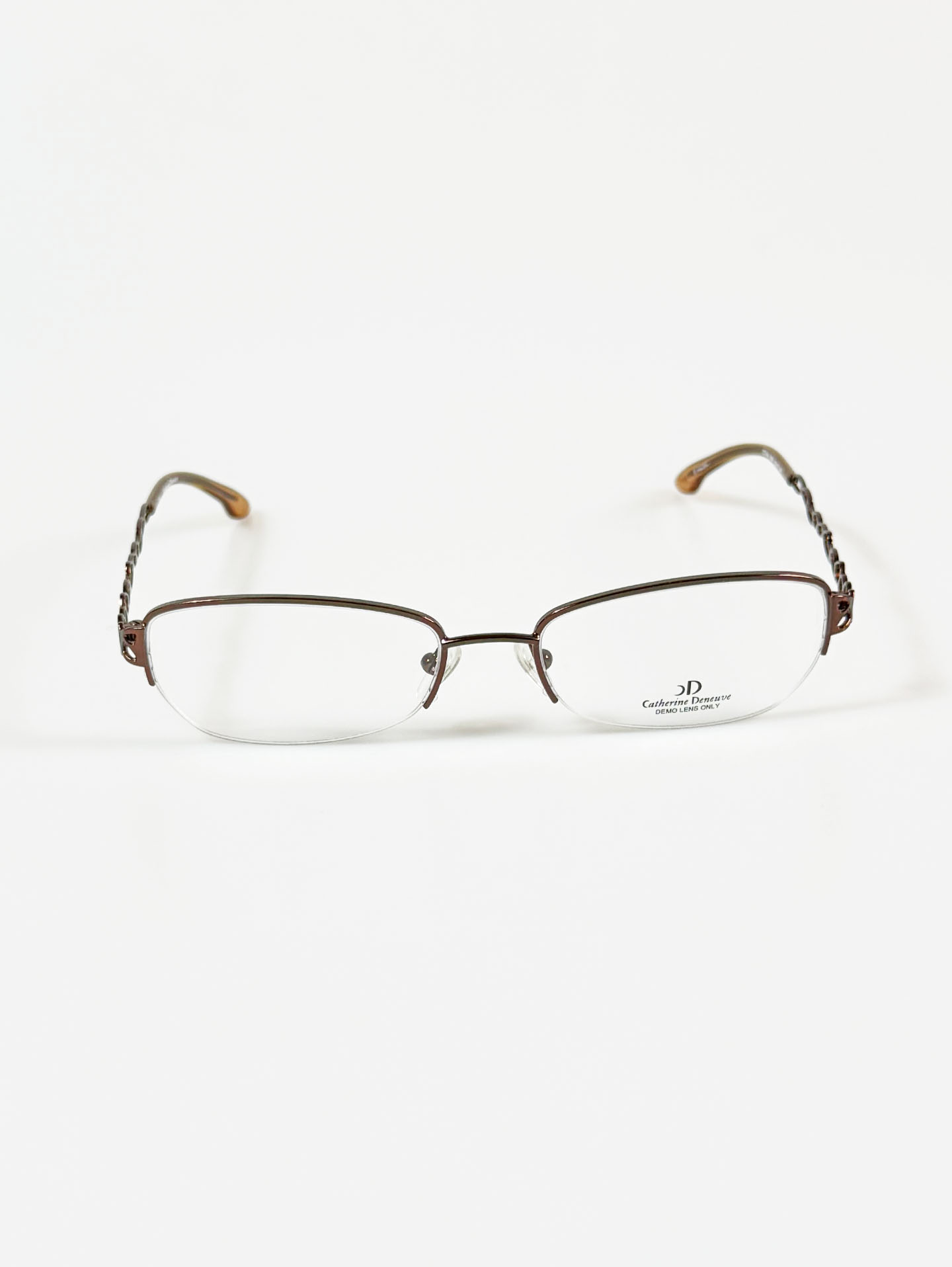 Catherine Deneuve Slim Square Half-Rim Metal Frame Glasses