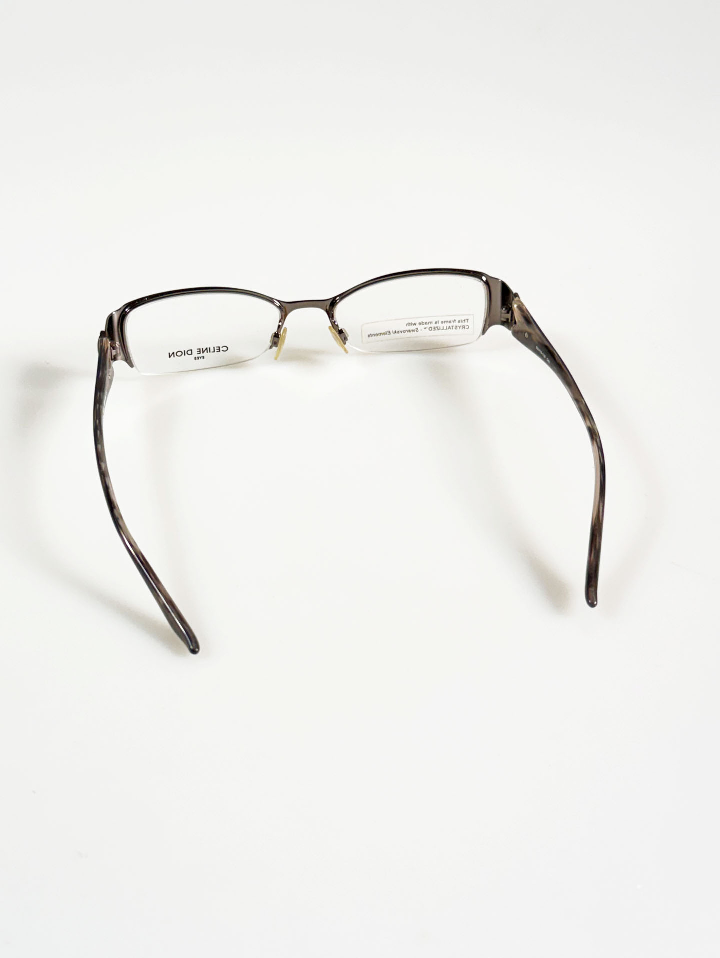 CELINE DION Slim Square Semi-Rimless Metal Glasses
