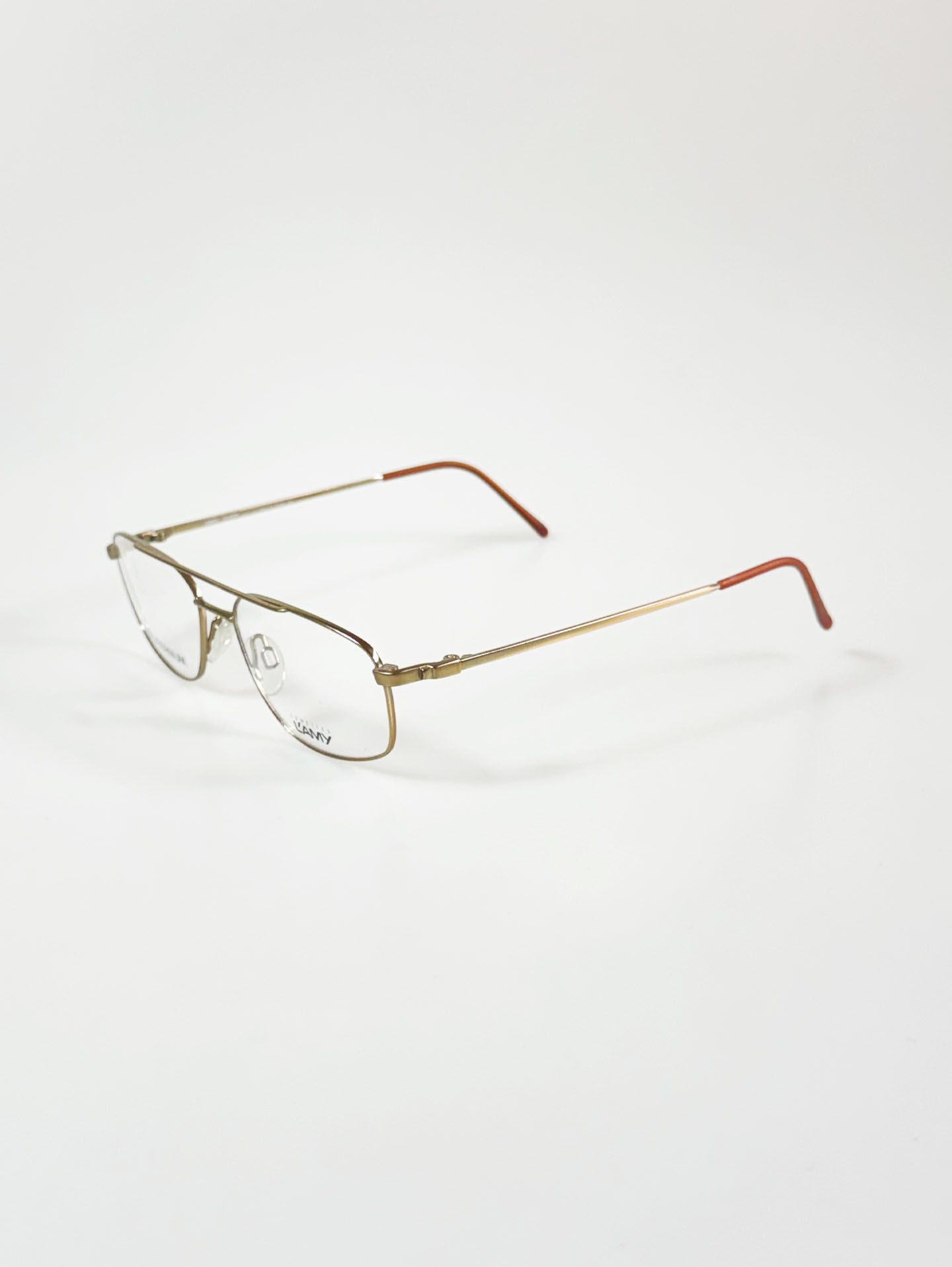 LAMY Golde Tone Titanium Slim Square Boeing Metal Frame Glasses