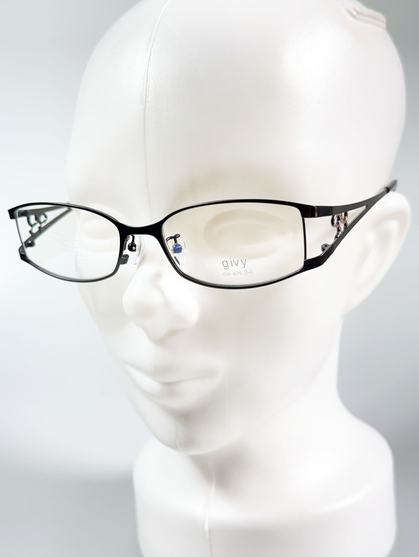 GIVY Black Slim Square Metal Frame Glasses