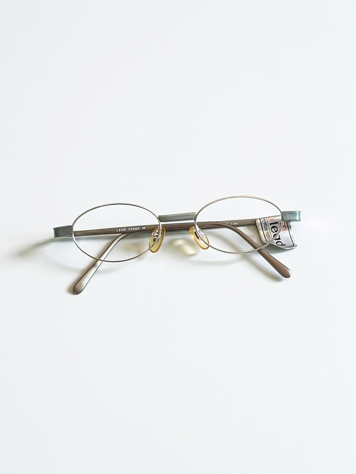 90’s LEAD Slim Oval Block Details Metal Glasses