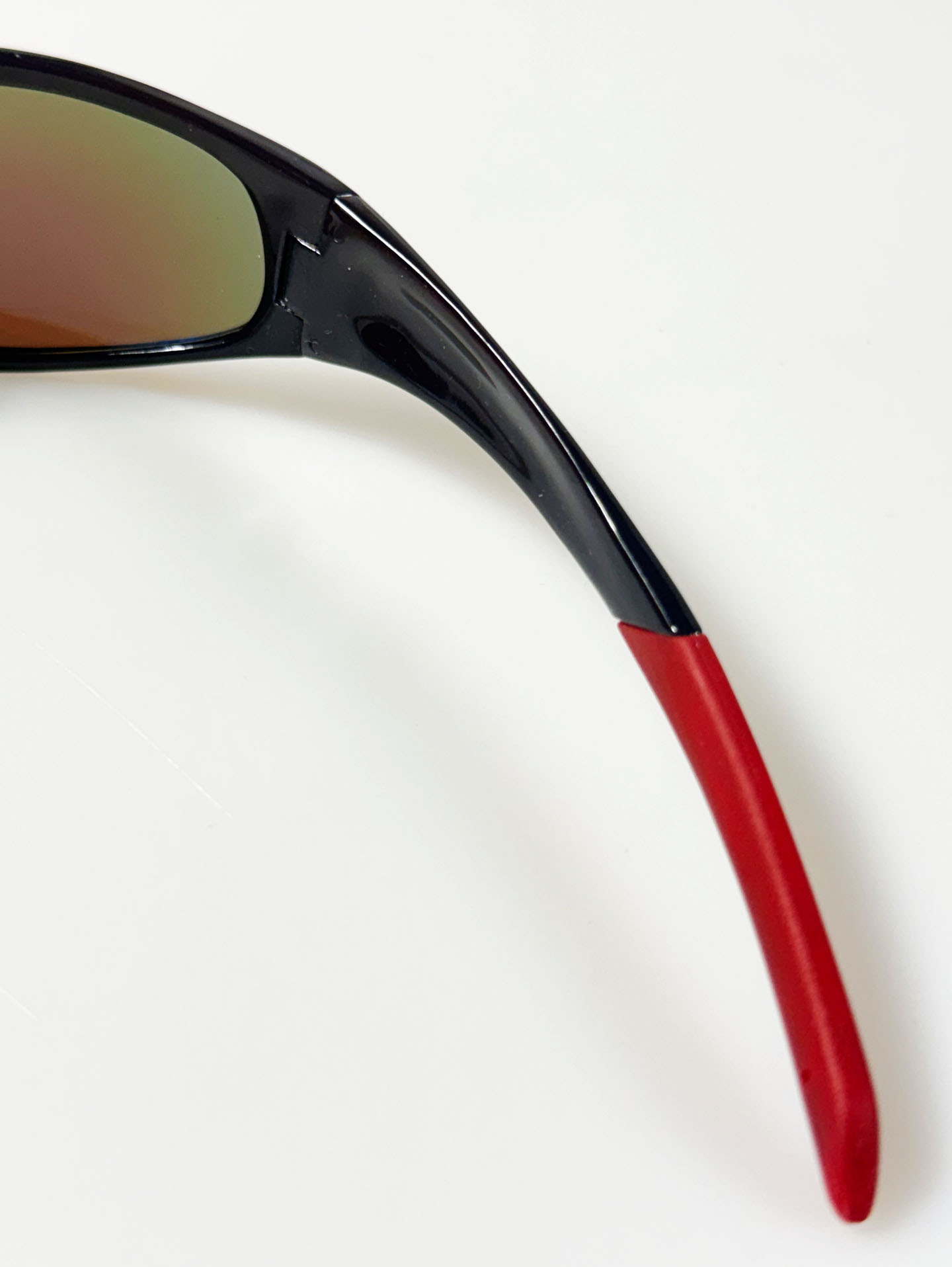 Red Black Two-Tone Square Wraparound Mirrored Sunglasses