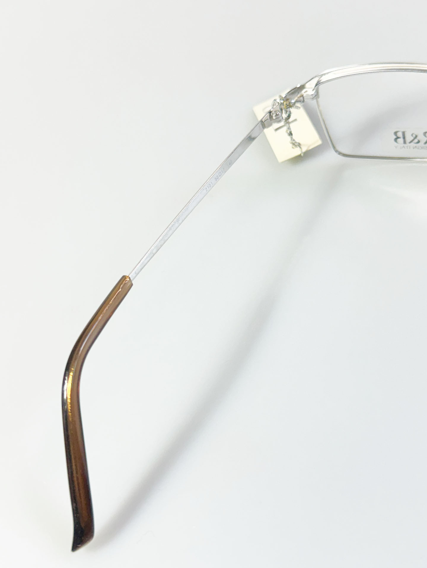 R&B Eyewear Silver Slim Square Semi-Rimless Metal Glasses