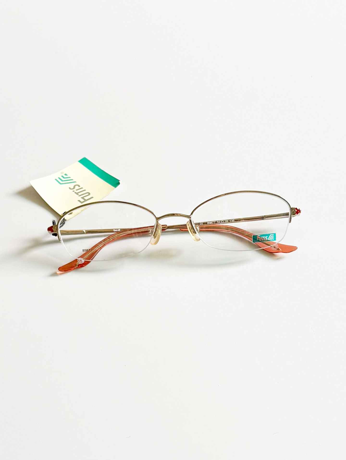 90's FUTIS Gold Semi-Rimless Square Metal Glasses