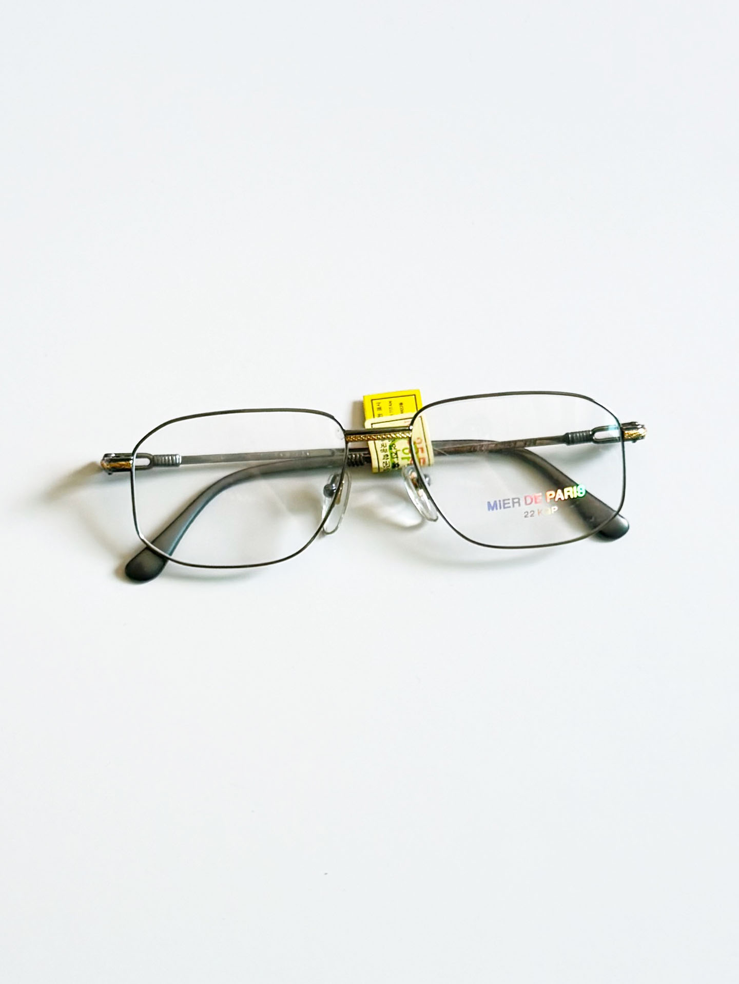 90's MIER DE PARIS Titanium Slim Square Metal Frame Glasses