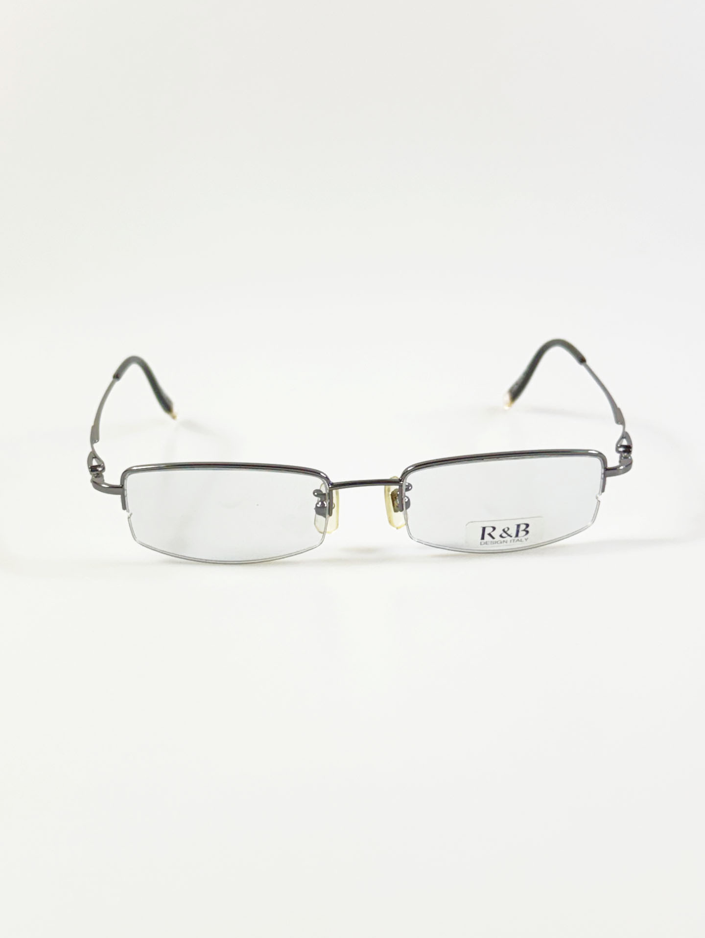 R&B Eyewear Half-Rim Square Gunmetal Frame Glasses