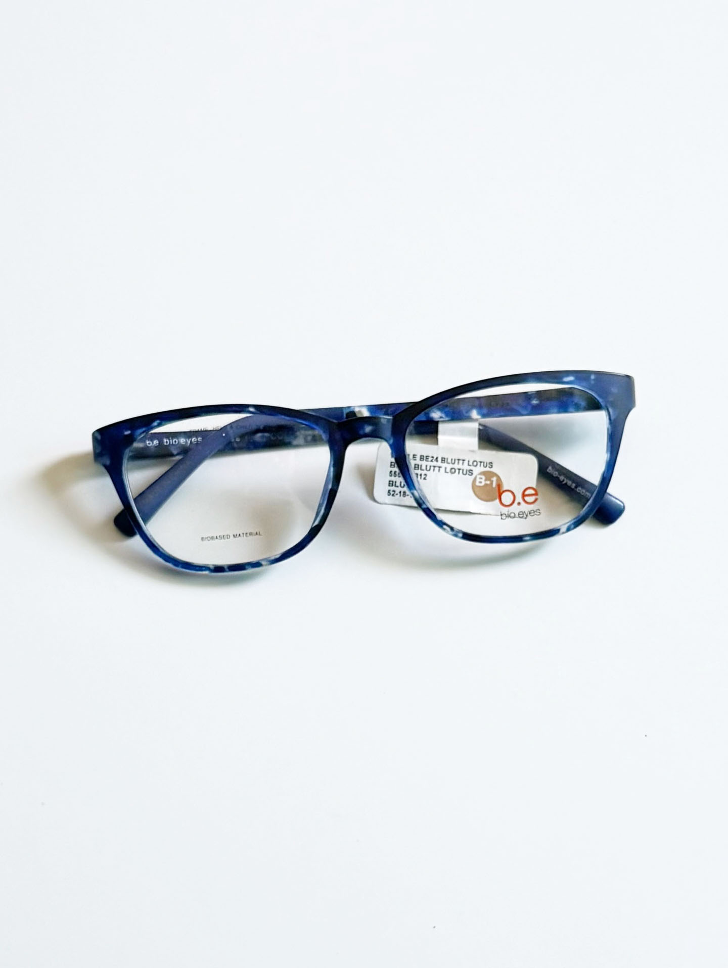 Bie Eyes Blue Marbled Square Horn-Rim Frame Glasses