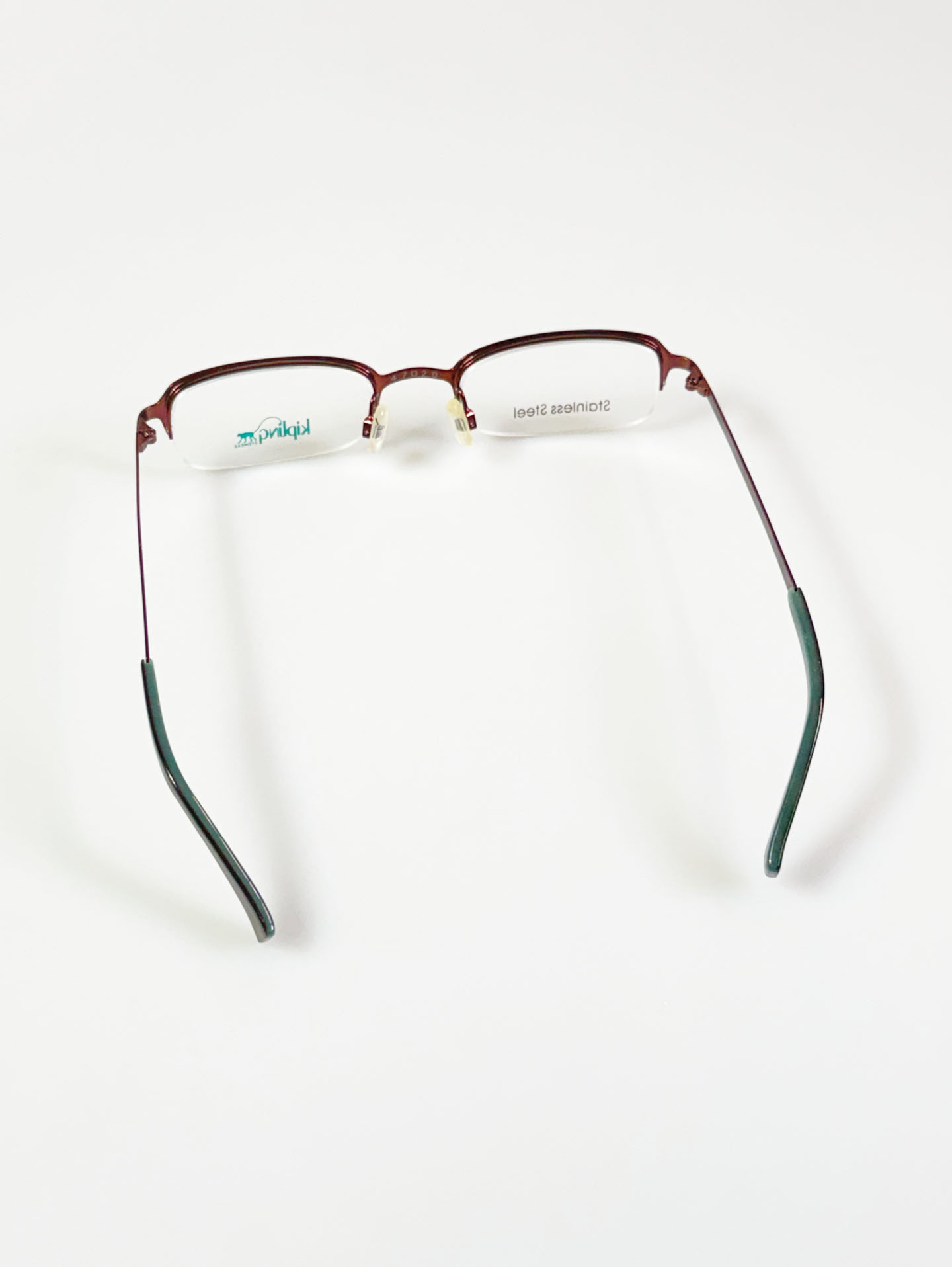 Kipling Deep Brown Square Semi-Rimless Metal Frame Glasses