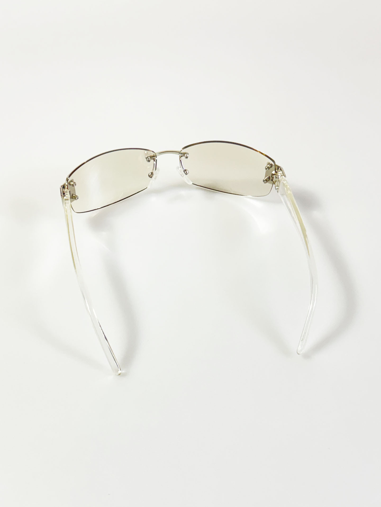 CAPRIO Rimless Square Crystal Temple Tinted Sunglasses